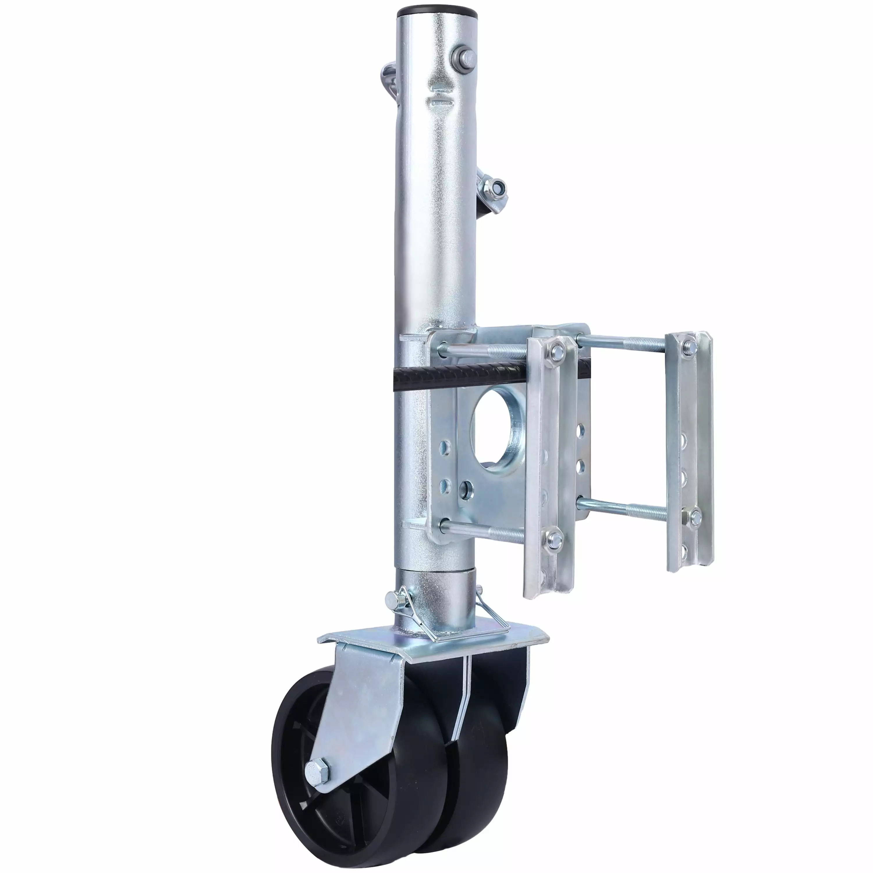 Weld-On Pipe-Mount Swivel Trailer Jack. 5.000 lbs. 15-1/2 Inches Vertical Travel. black