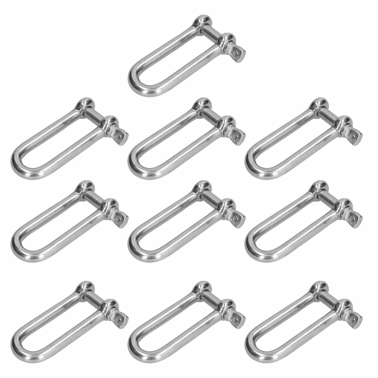 Long D Shackle 304 Stainless Steel Straight Anchor Screw Pin Chain Wire Rope Connector10Pcs M4