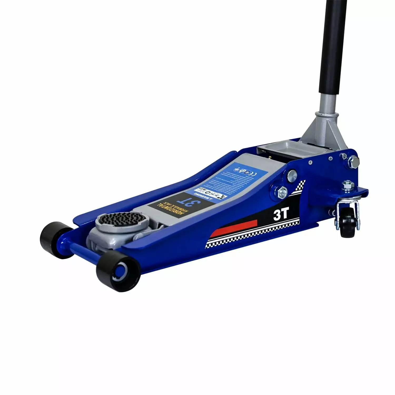 Low-Position Steel Vehicle Floor-mounted Hydraulic Jack with Dual-piston Quick-lift Pump. 3-Ton(6600 lb) Capacity. Heavy Duty Lifting from 3.1 to 18.7 for Auto Car Garage Shop. Blue