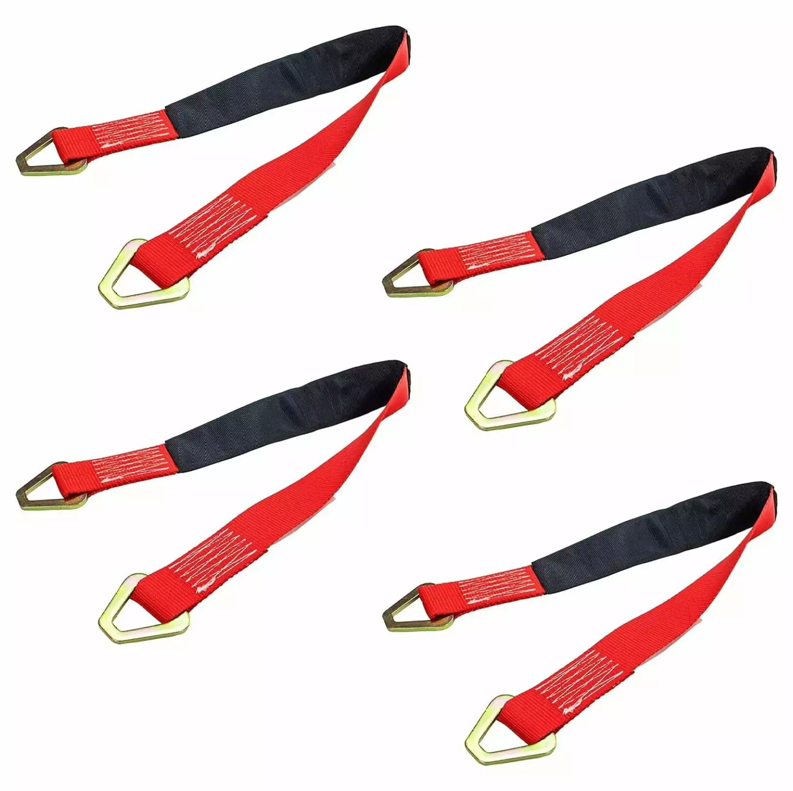 LzerLyh Axle Strap. 2 Inch X 3 Foot Red Axle Strap. Includes 2 Inch Stamped D-Rings. Safely and Securely Tie Down Cars for Transport. 3.333 Pound Working Load Limit. 4 Pack