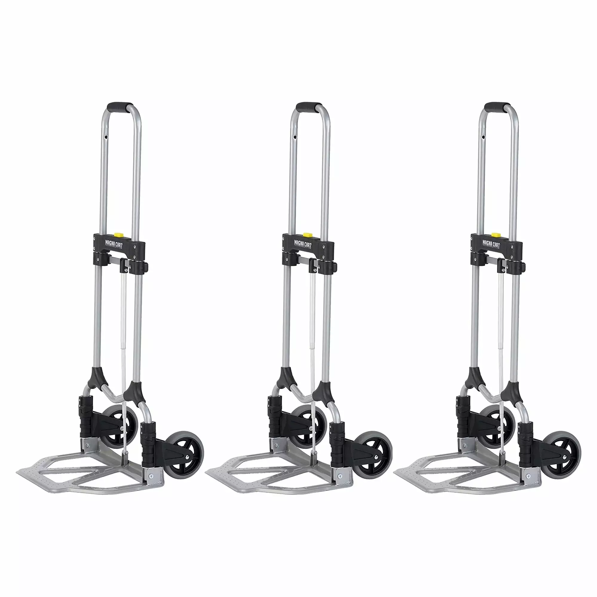 Magna Cart 160lb Capacity Folding Steel Hand Truck. Silver/Black (3 Pack)