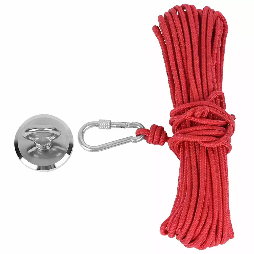 Magnetic Hook Magnet River Recycling Builtin Female Thread 249LBS N35 20Meter Red Rope