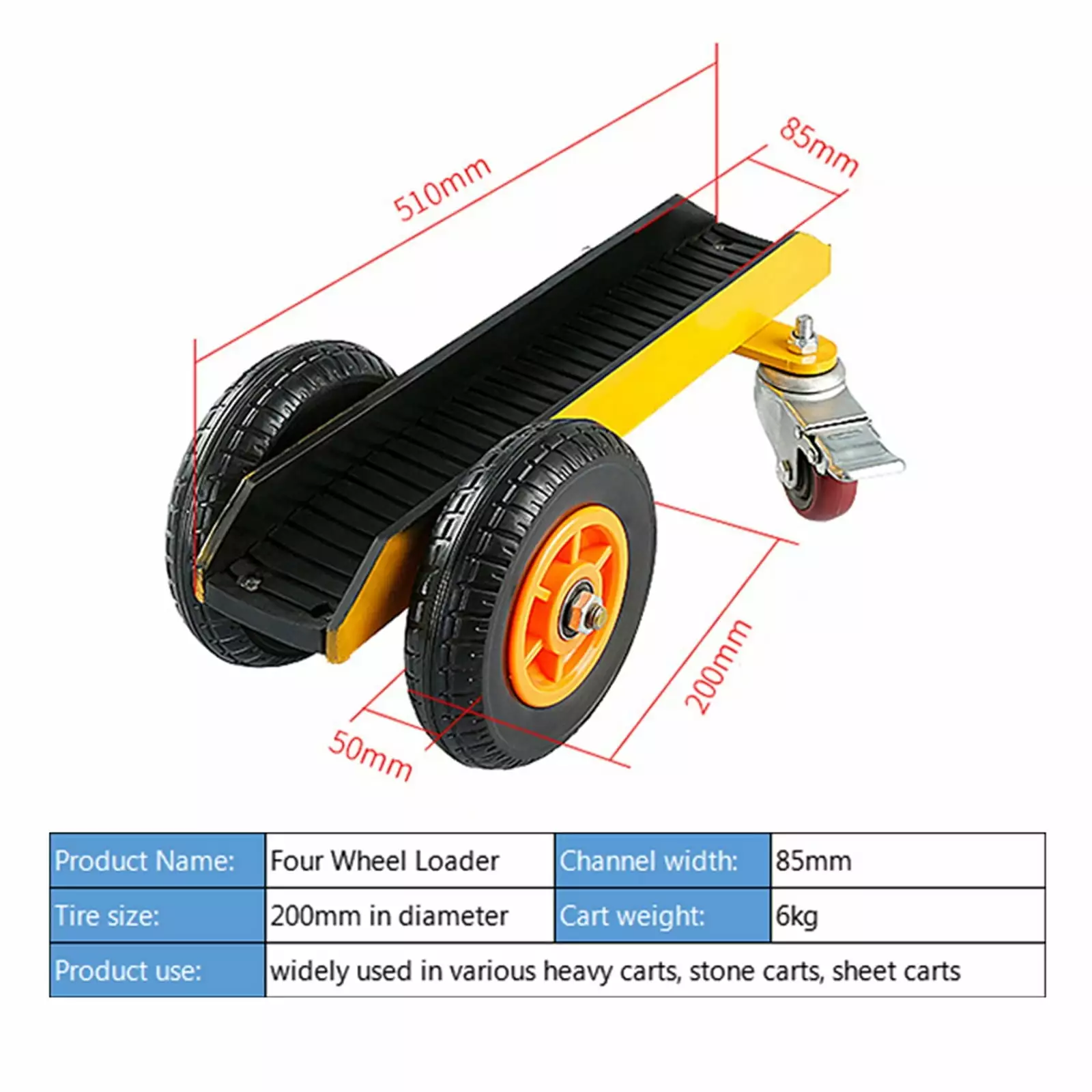 Marble Handling Trolley Four-wheeled Loading Vehicle Heavy-duty Universal Wheel Carrying Transportation Tool--------.Long Lasting