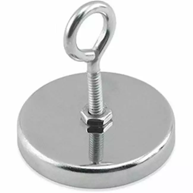 Master Magnetics Ceramic Hang-It Magnet with Attached Eyebolt 35 lbs Pull Chrome Plating