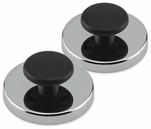 Master Magnetics HMKR-80X2 Round Base Magnet Fastener with Knob.Chrome.3.20 Diameter. 1.41 Total Height with 1.75 Diameter Knob/95 Pounds.(Box of 2)