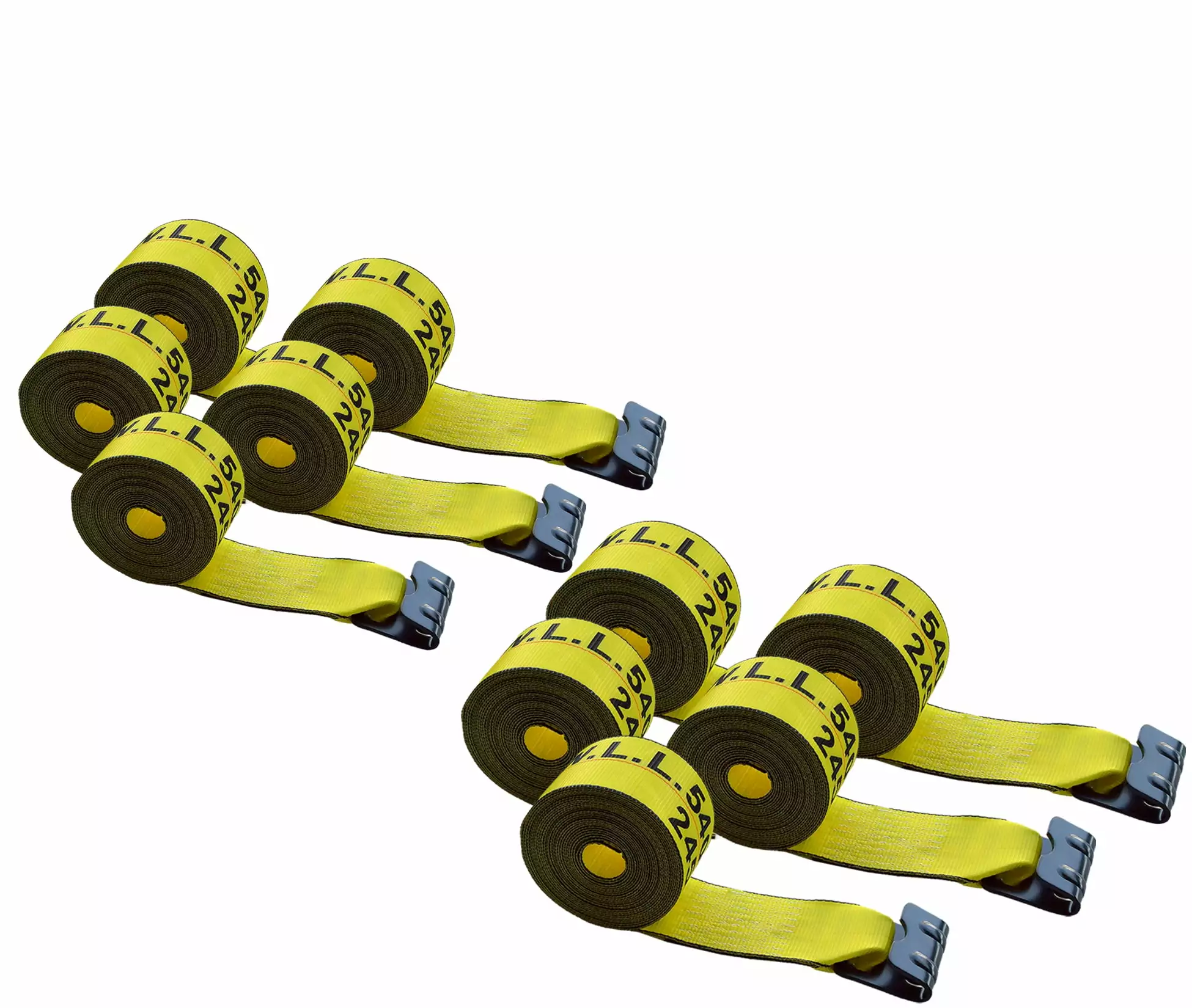 Mega Cargo Control 10 Pack Heavy Duty 4 x 30' Winch Tie Down Strap W/ Flat Hook WLL: 5400lbs Yellow