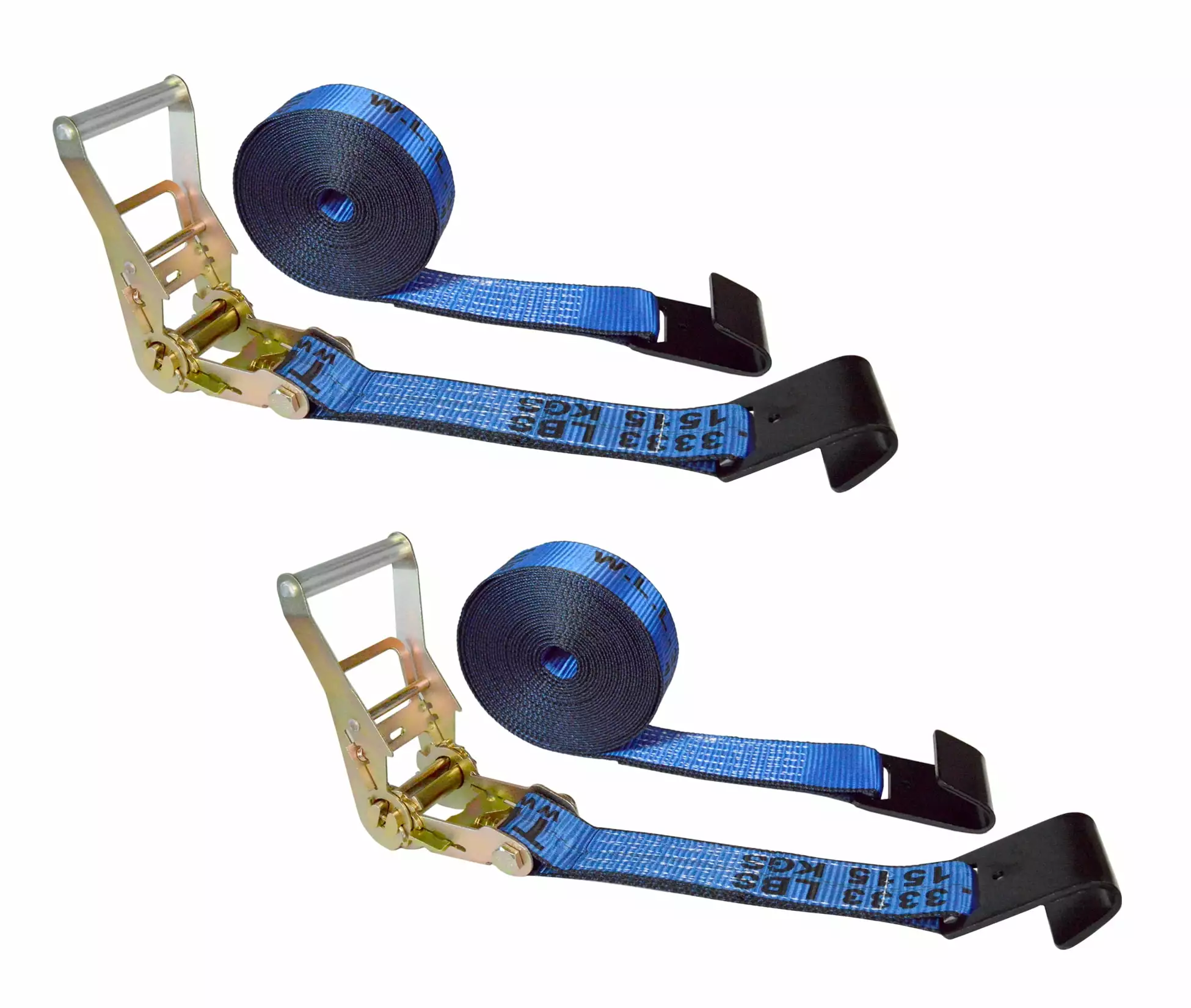 Mega Cargo Control USA Heavy Duty 2 x 40'-60' Ratchet Strap Flat Hook Flatbed Truck Farm Tie Down