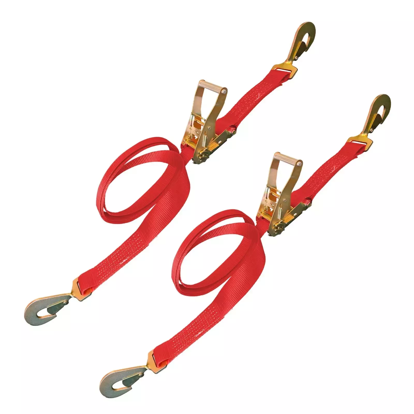 Mega Cargo Control USA 2 x 8' Ratchet Strap W/ Twisted Snap Hook - (2-Pack) - WLL: 3333 lbs