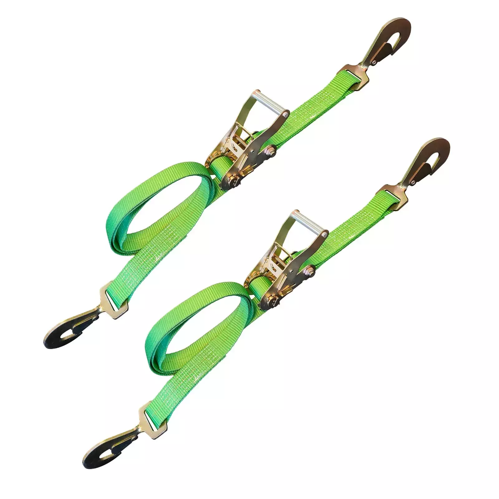 Mega Cargo Control USA 2 x 8' Ratchet Strap W/ Twisted Snap Hook - (2-Pack) - WLL: 3333 lbs