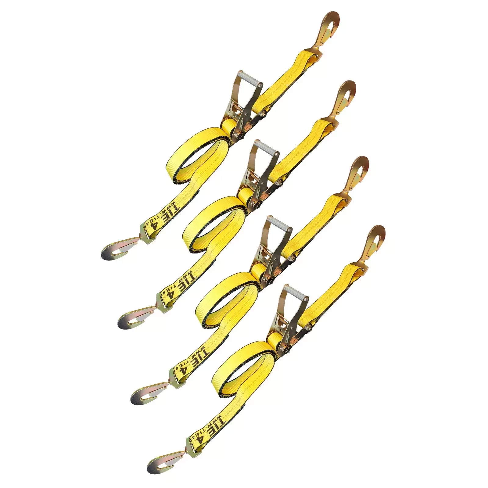 Mega Cargo Control USA 2 x 8' Ratchet Strap W/ Twisted Snap Hook - (4-Pack) - WLL: 3333 lbs