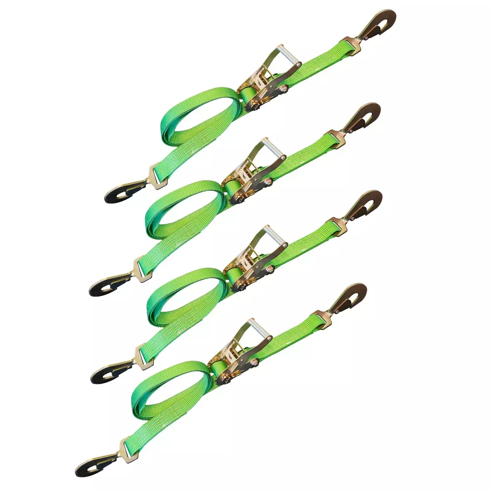 Mega Cargo Control USA 2 x 8' Ratchet Strap W/ Twisted Snap Hook - (4-Pack) - WLL: 3333 lbs