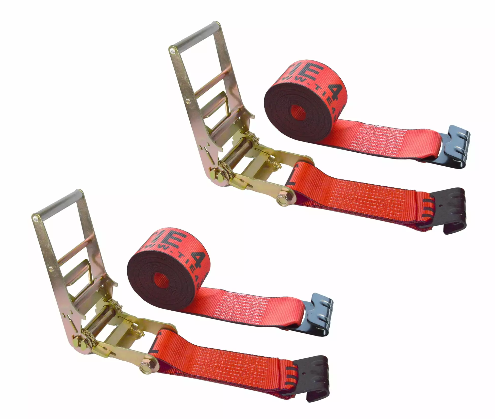 Mega Cargo Control USA 4 x 50' Ratchet Strap Flat Hook Farm Trailer Flatbed Truck Tie Down 2 Pack