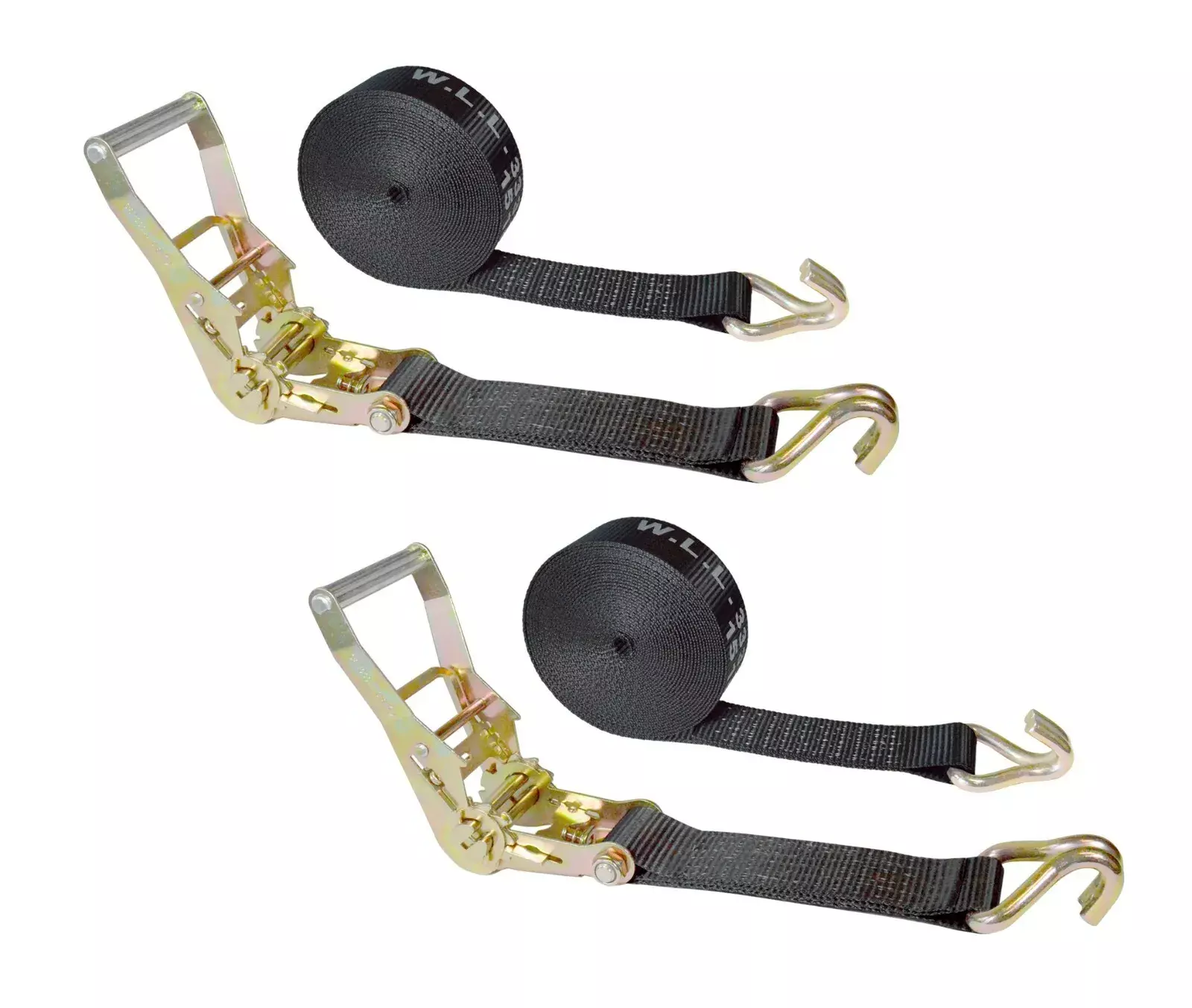 Mega Cargo Control USA Heavy Duty 2 x 40' Ratchet Strap J Hook Flatbed Truck Farm Tie Down 2 Pack