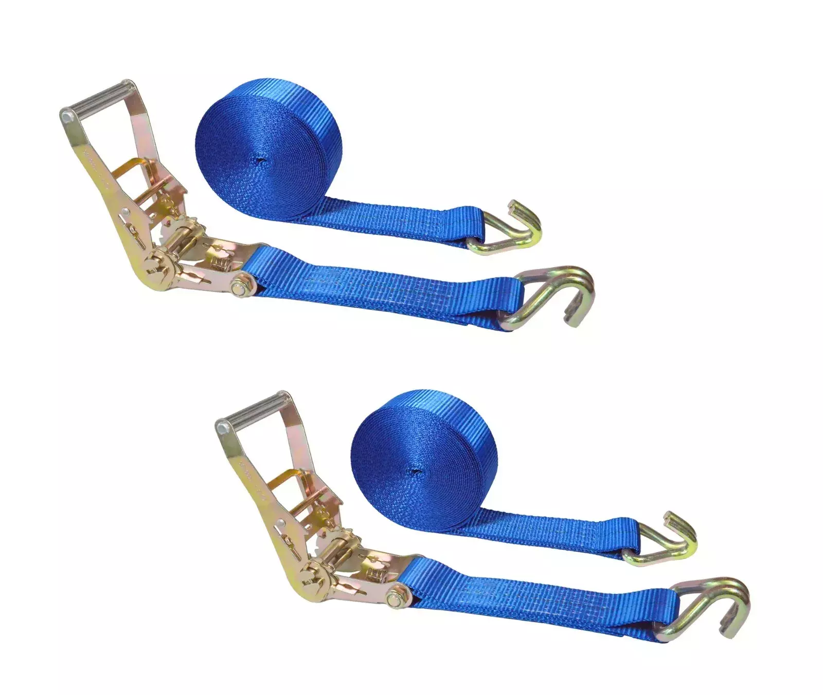 Mega Cargo Control USA 2 Pack Heavy Duty 2 x 50' Ratchet Strap Flat Hook Flatbed Truck Farm Tie Down