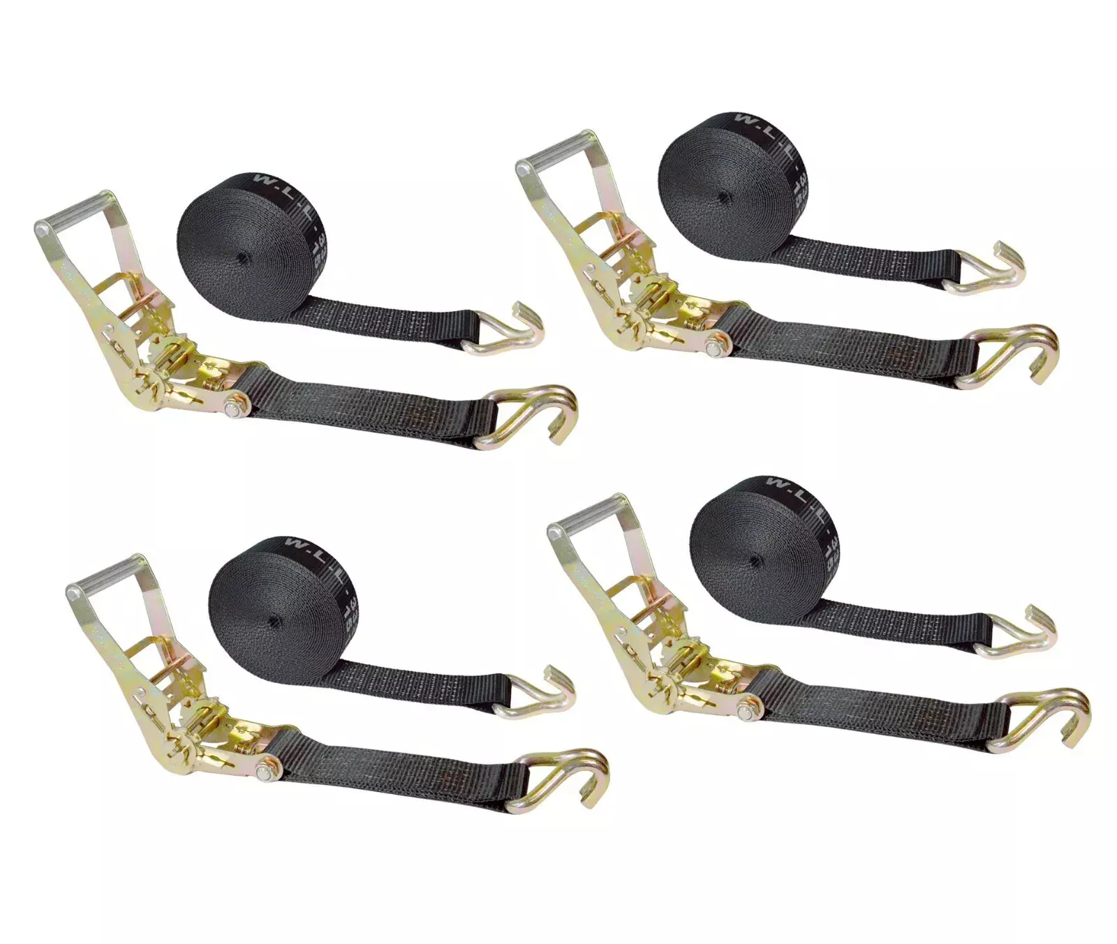 Mega Cargo Control USA Heavy Duty 2 x 50' Ratchet Strap J Hook Flatbed Truck Farm Tie Down 4 Pack