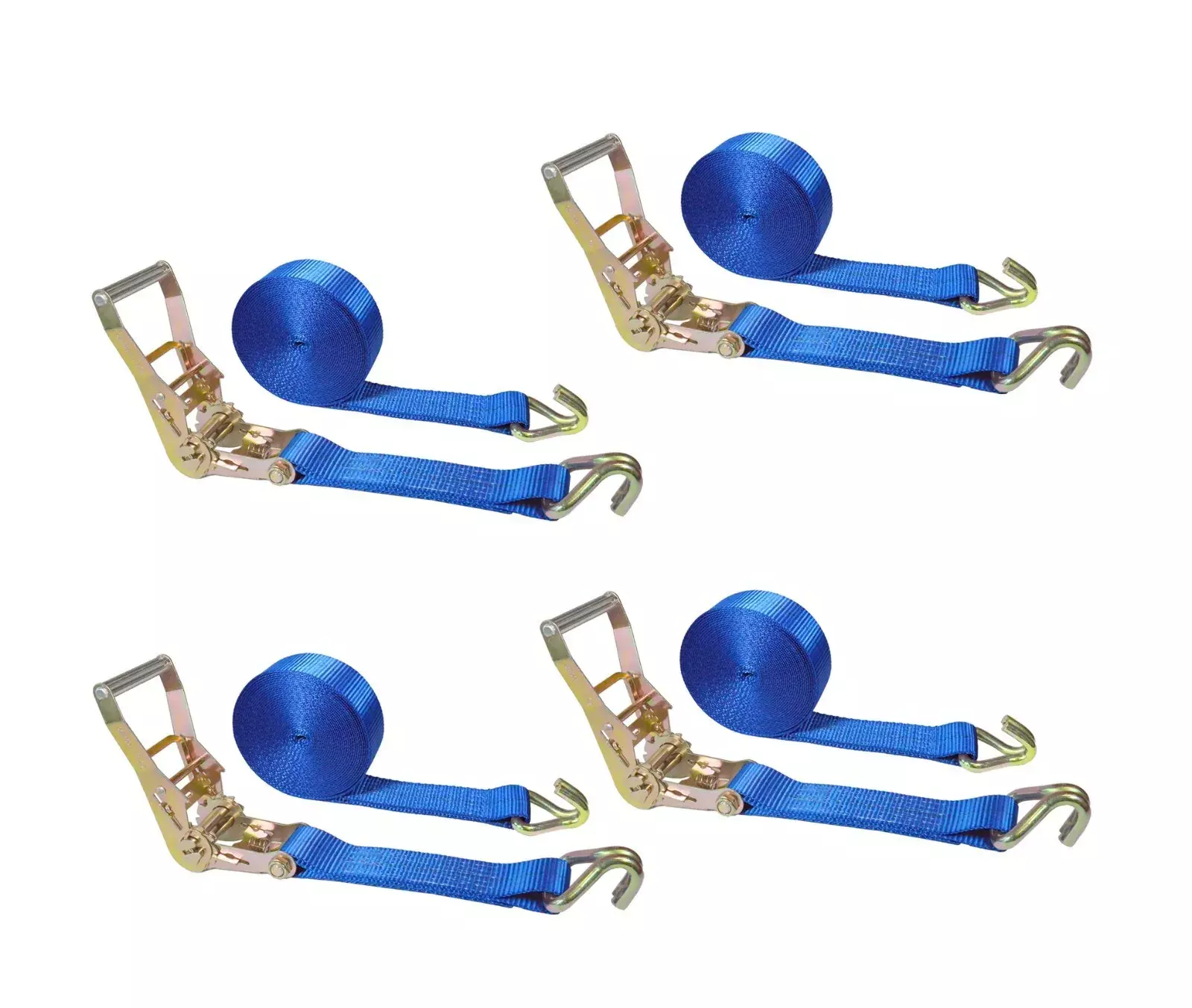 Mega Cargo Control USA Heavy Duty 2 x 50' Ratchet Strap J Hook Flatbed Truck Farm Tie Down 4 Pack