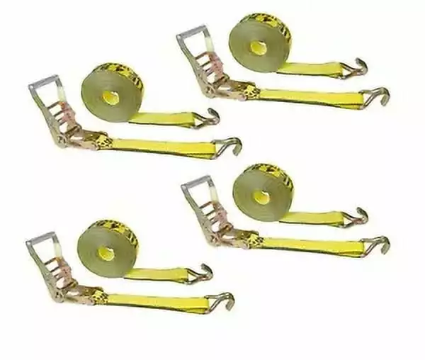 Mega Cargo Control USA Heavy Duty 2 x 60' Ratchet Strap J Hook Flatbed Truck Farm Tie Down 4 Pack