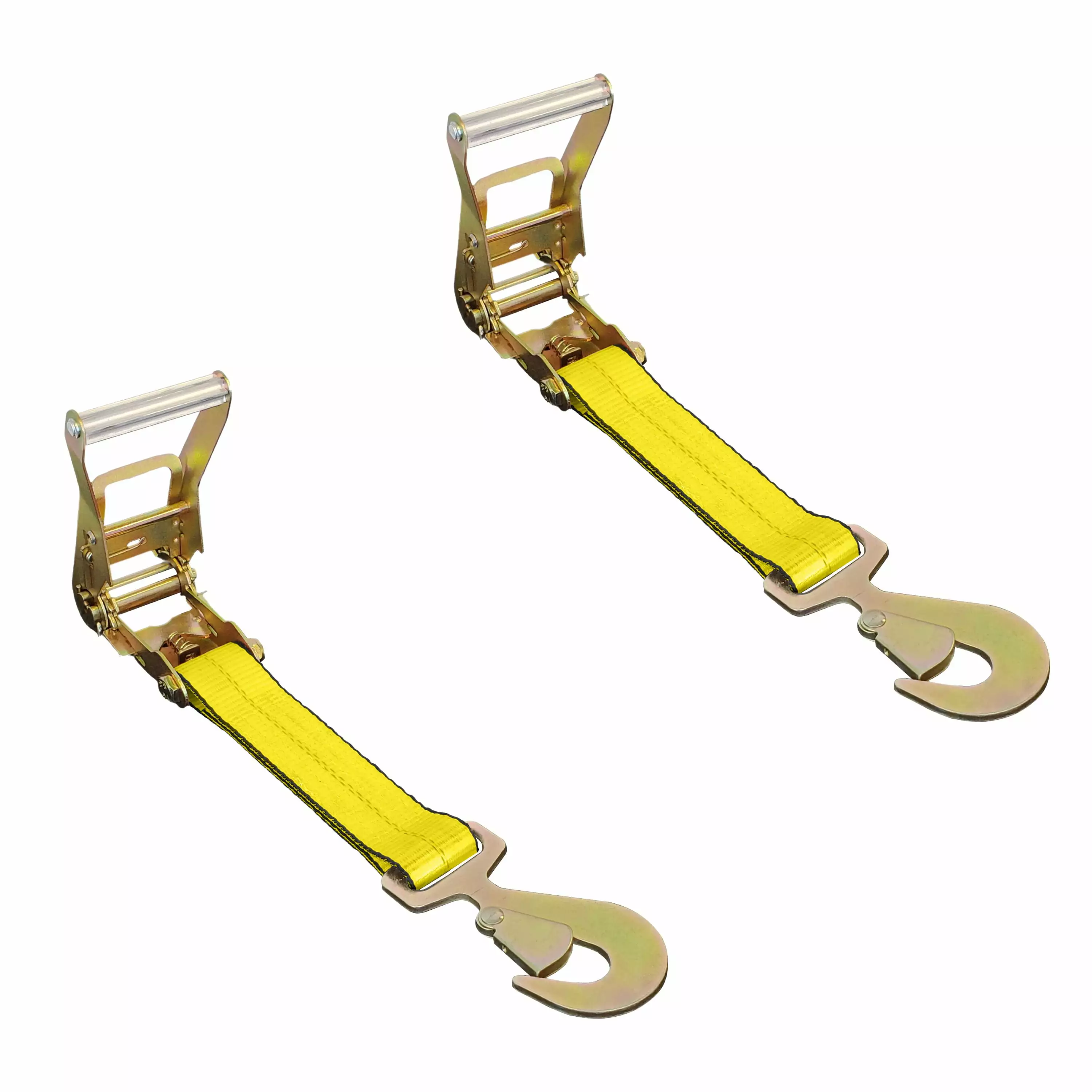 Mega Cargo Control USA Heavy Duty 2 Ratchet Tie Down Replacement Short Fixed End Strap w/ J Hook 2 Pack