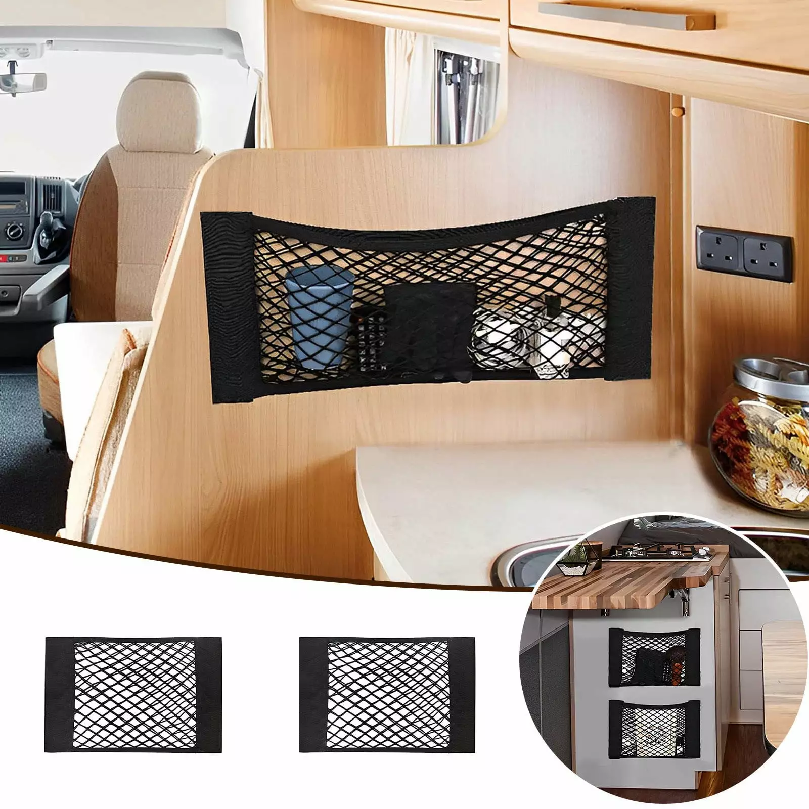 Mesh Cargo Net Without Tape Stickers Elastic Car Storage Pocket Wall Bag Car Trunk . Widely Compatible