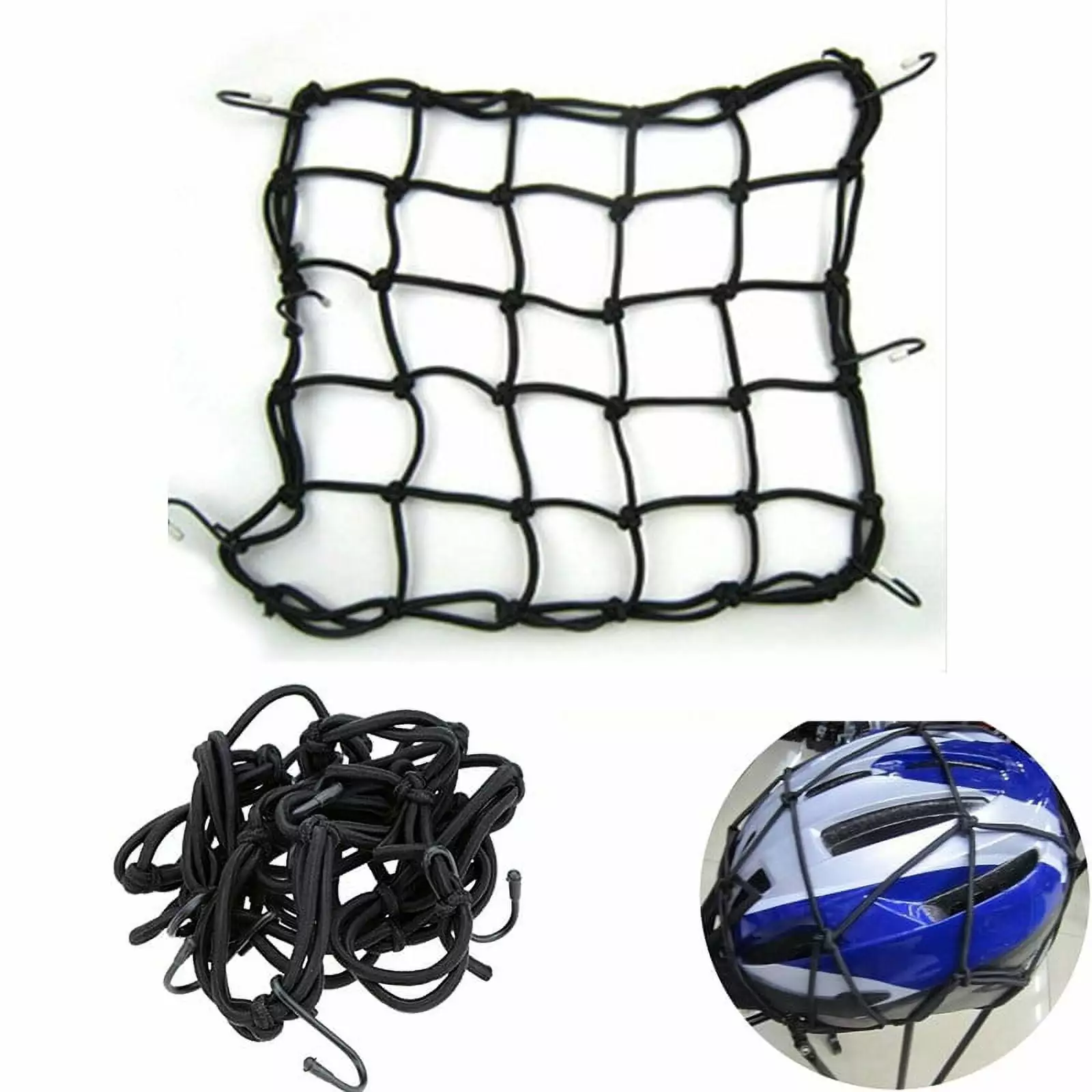 Motorcycle Bike Cargo Net Elastic Luggage Rope Fastened Elastic Cord Fixed hook Bike under Seat Bag 3 Speed Bikes for Men Bike Handle Bar Mount compatible with Motor Bikes for Men 29 Mountain Bike