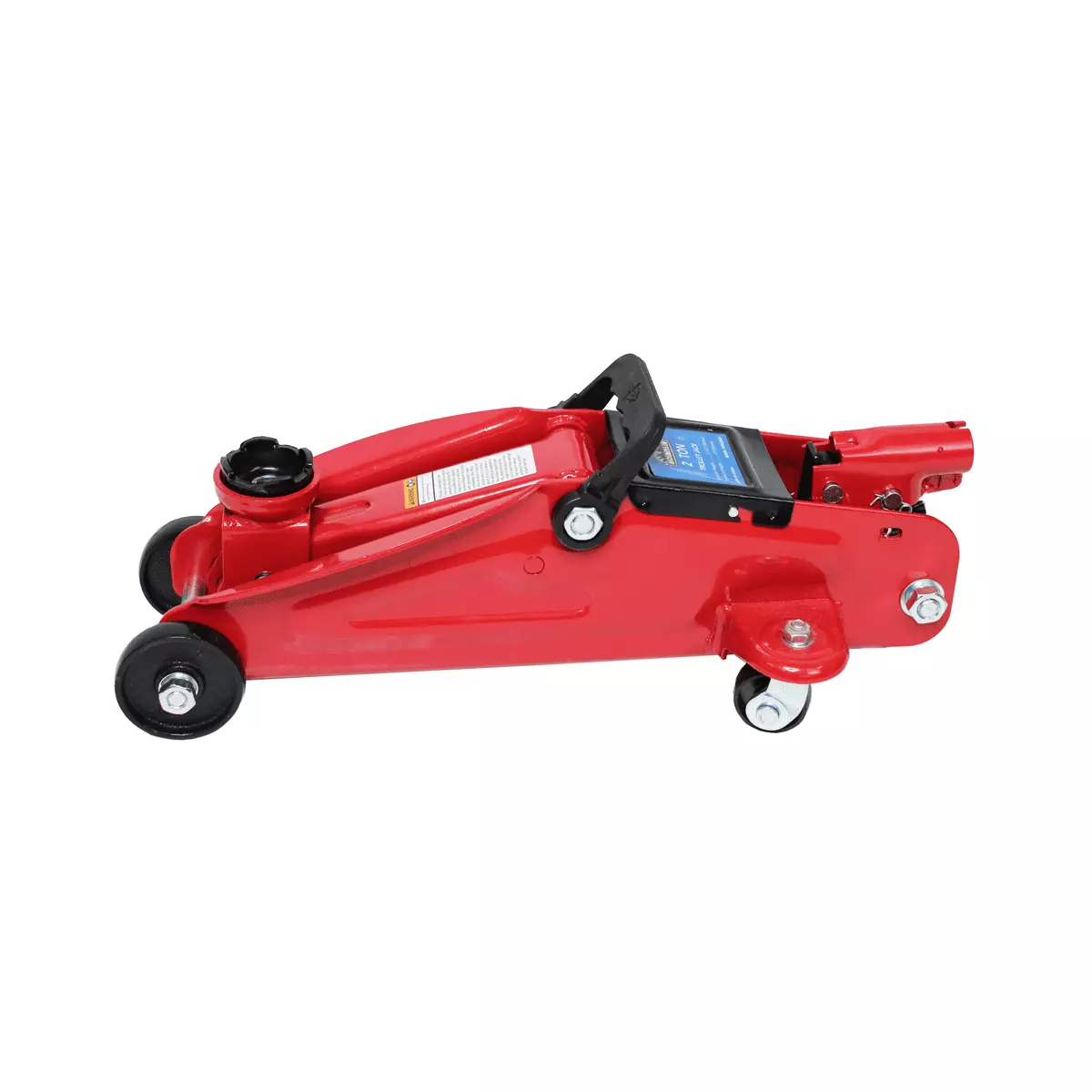 Mountain 22007 2 Ton Automotive Trolley Floor Jack for Garages. Repair Shops and DIY. Portable. Compact. 4.000 lbs. Capacity. Hydraulic Lifting Range 5 - 13. Heavy Duty Steel. Safety Valve. Red