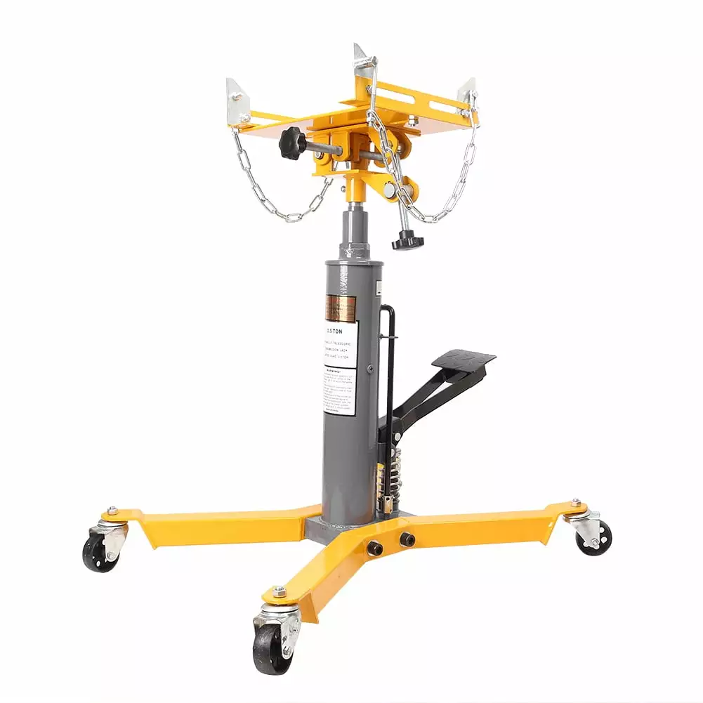 NS Automative 1100 LBS Hydraulic Telescoping Pressure Transmission Jack 4 Legs Base with 360 Degree Swivel Wheels