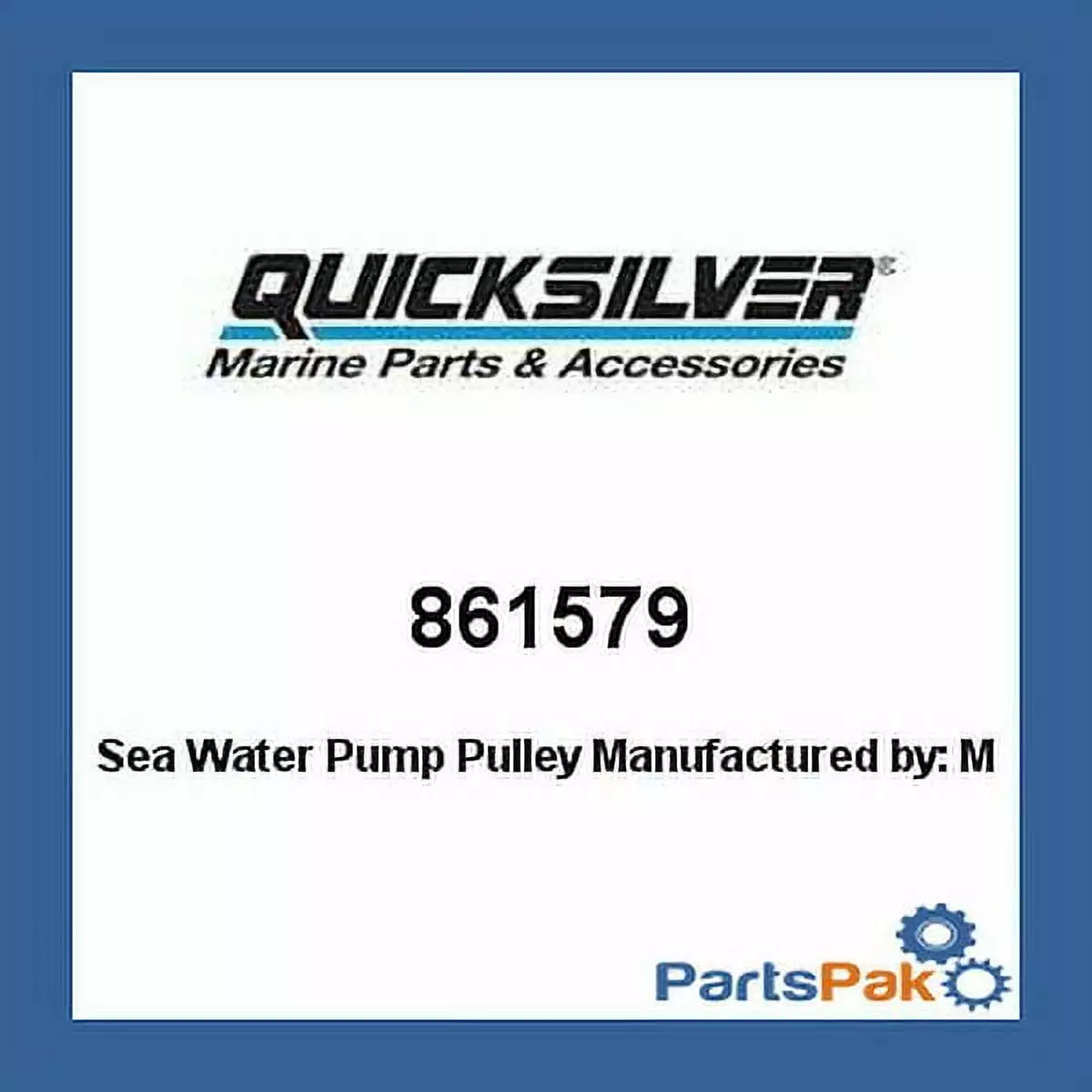 New Mercury Mercruiser Quicksilver Oem Part # 861579 Pulley-Sw/Pump