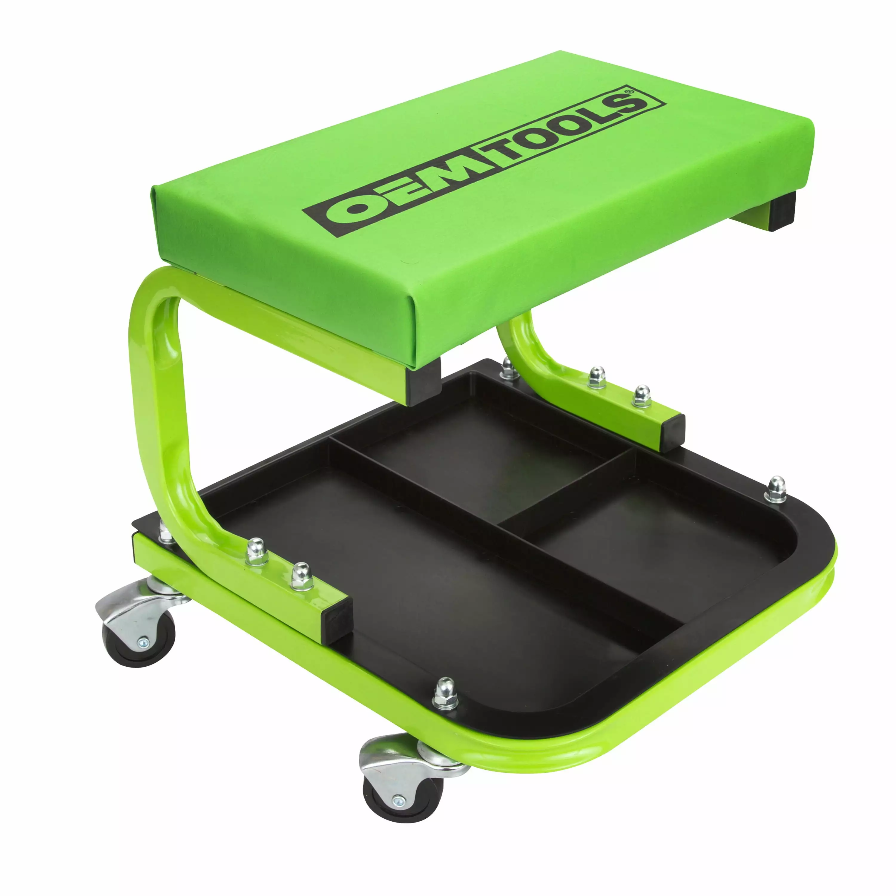 OEMTOOLS 24948 Cushioned Creeper Seat (with Tool Tray) | Comfortable Rolling Mechanic's Seat with Am