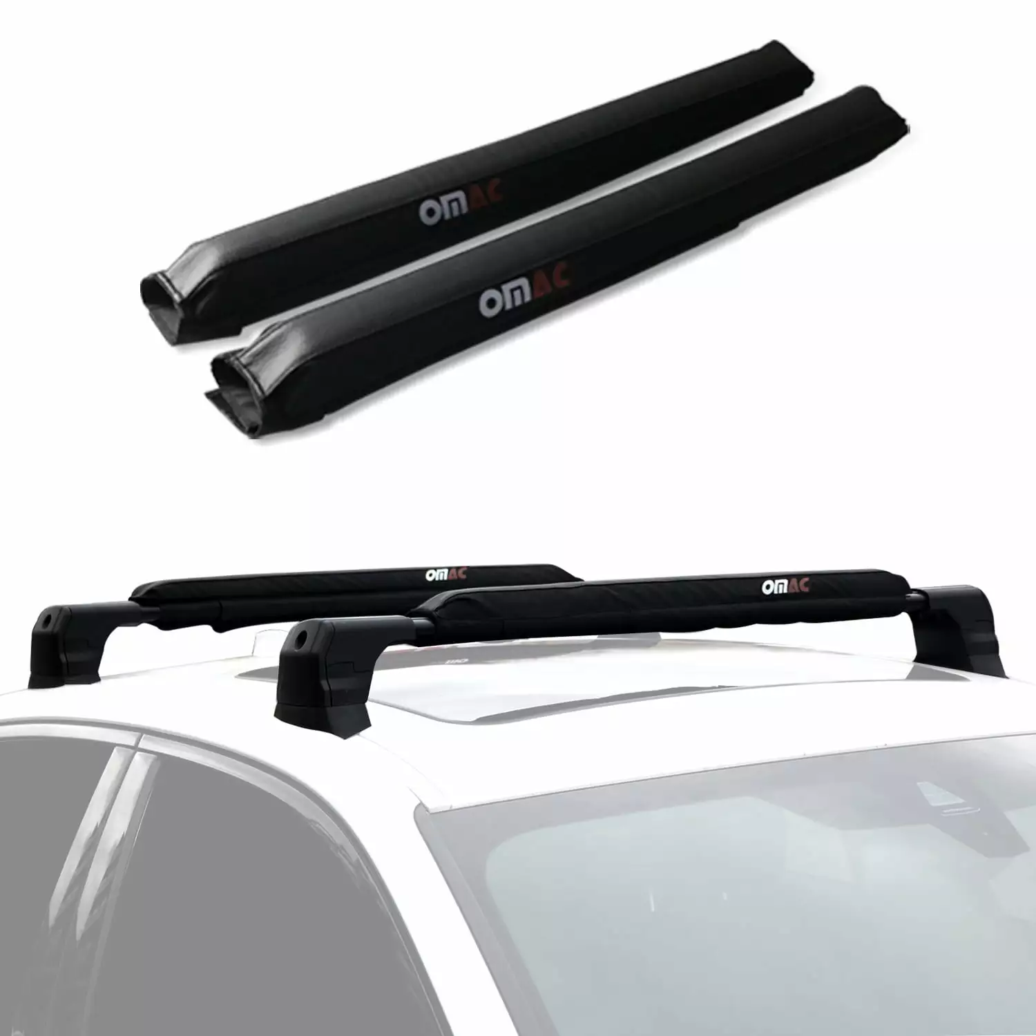 OMAC 28 Roof Rack Pads Surfboard Windsurf Crossbar Pads for Lexus Black 2 Pcs