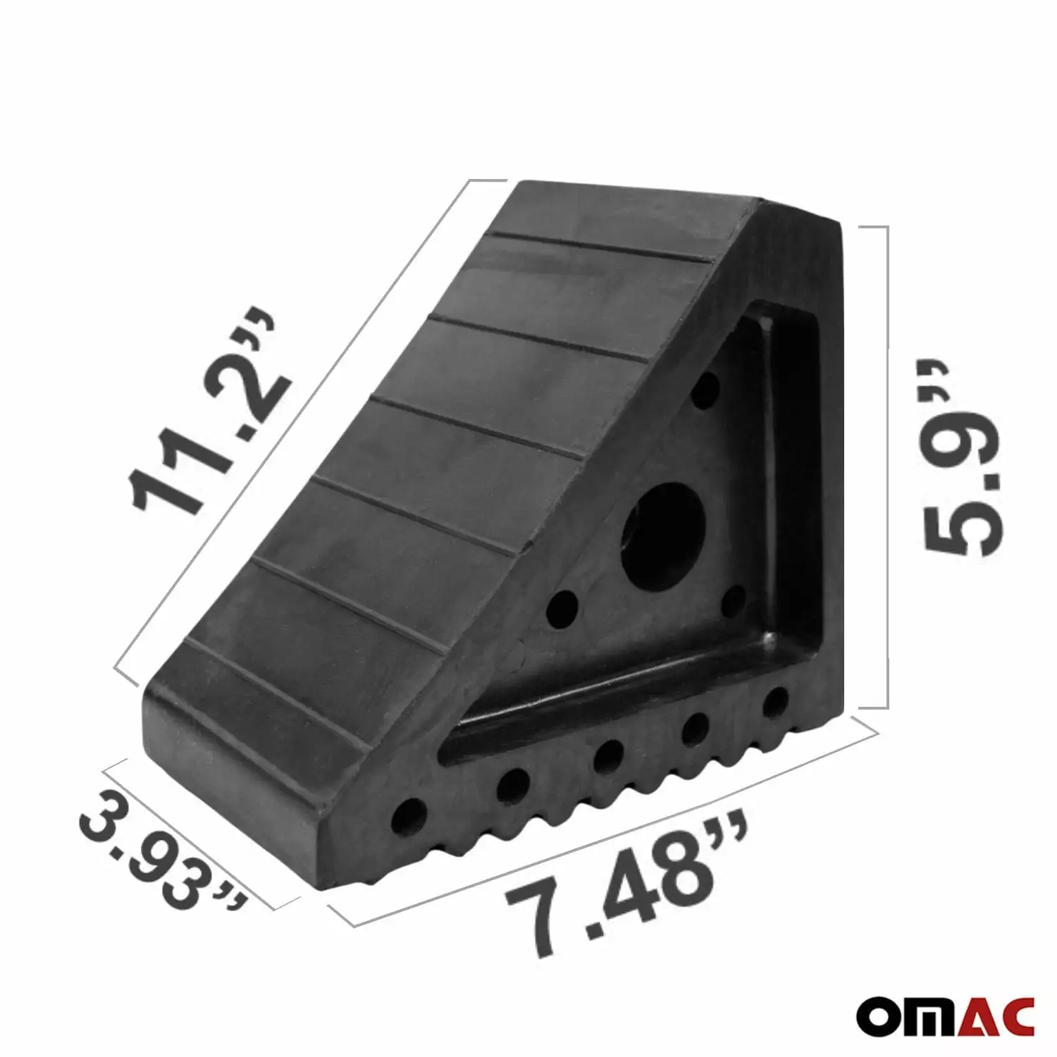 OMAC Wheel Tire Chock Blocks Heavy Duty Solid Ribbed Rubber for Car Truck & Trailer