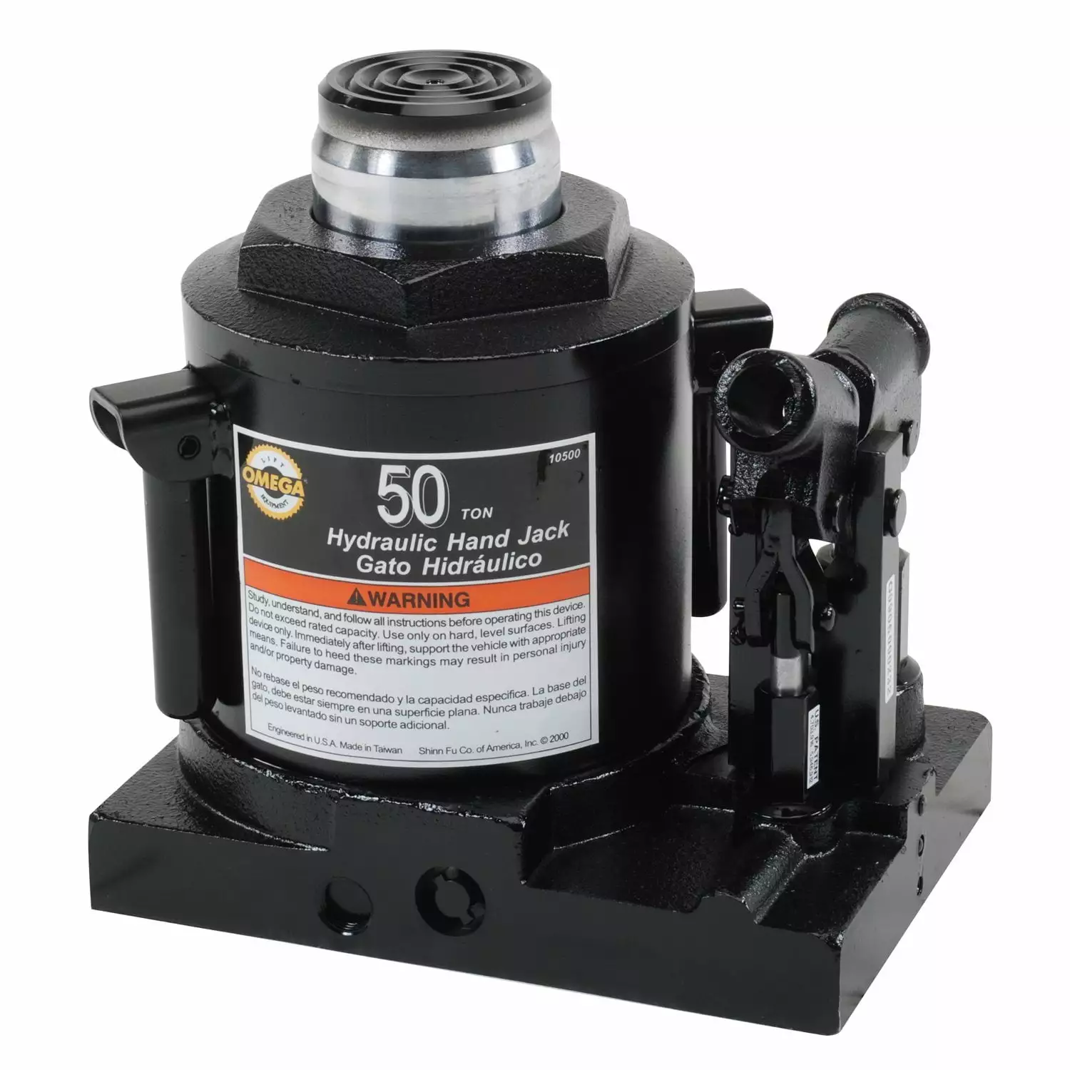 Omega 10500 Black Hydraulic Bottle Jack - 50 Ton Capacity