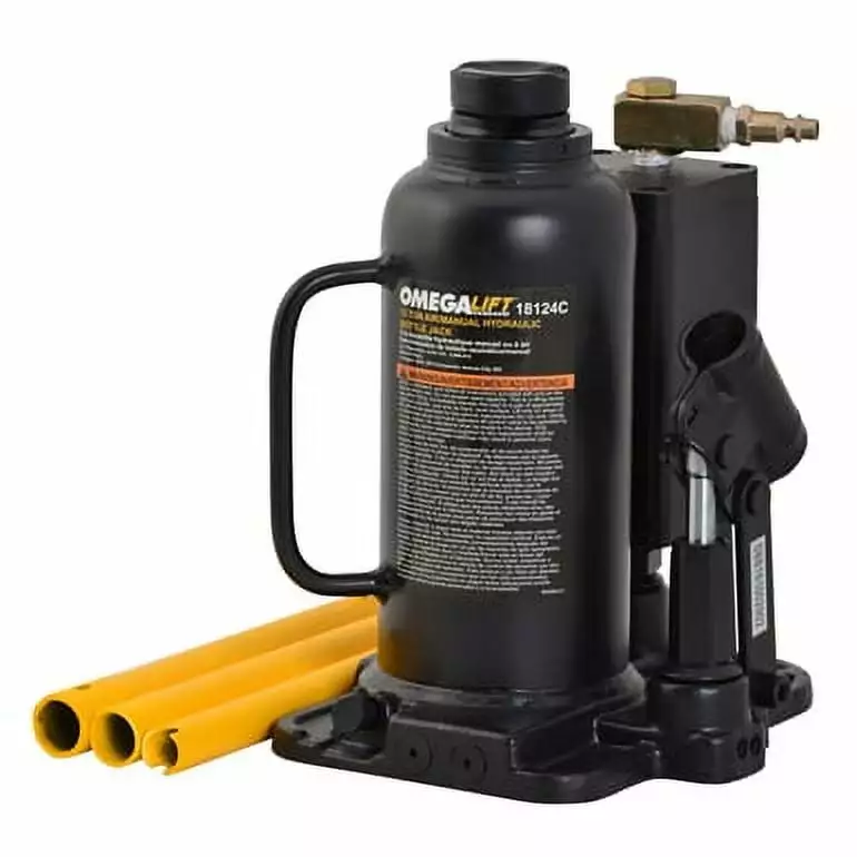 Omega 18124c forged base air bottle jack. 12-ton capacity