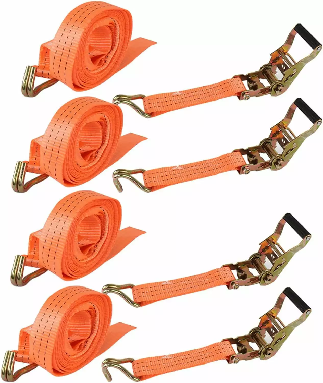 Ratchet Double J Hook Load 7716 LBS for 12mm Tie Down Strap Webbing. Gold 6 Pack