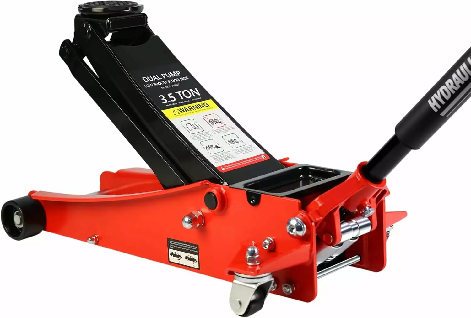 POWANLI 3.5 Ton (7700 lb) Low Profile Floor Jack.Professional Low Profile Hydraulic Jack. Heavy Duty Steel Racing Floor Jack with Dual Piston Quick Lift Pump.Lift Range 4-21 Black Red