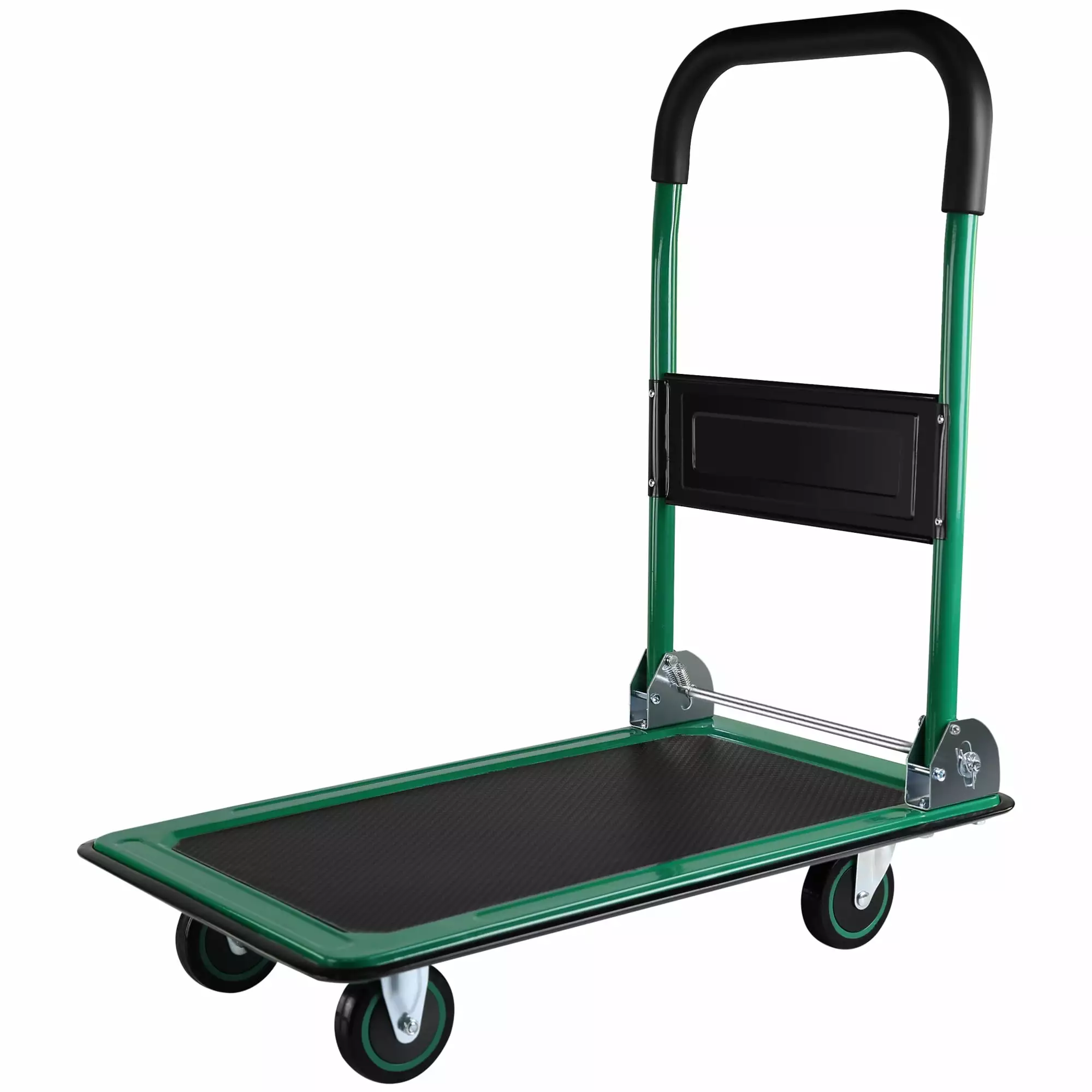 POWANLI Foldable Platform Truck. Push Dolly 330 LBS Weight Capacity. 360 Rolling. Folding Hand Truck for Luggage. Travel. Office. House (Green and Black) (28.7 x 19 x 32.5)