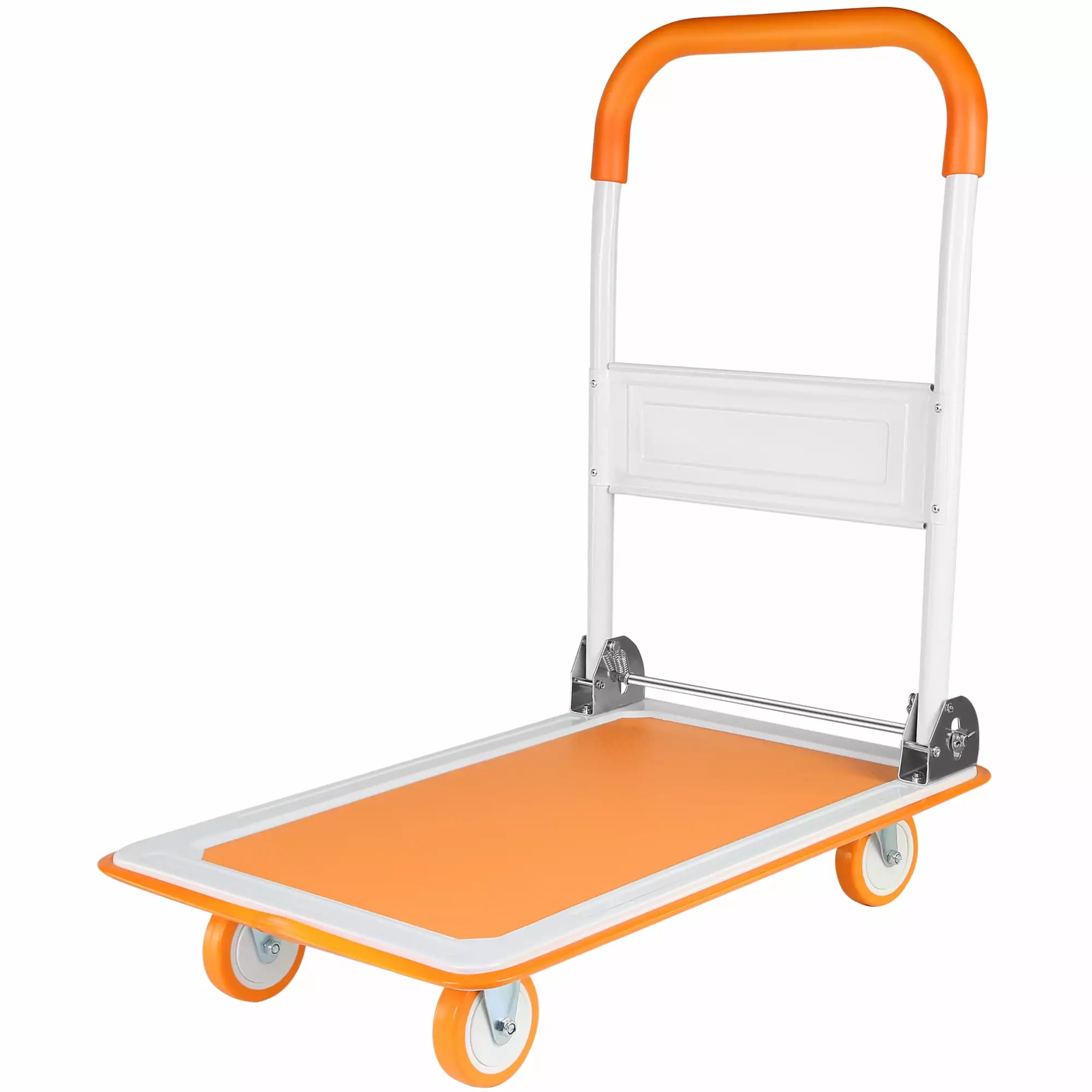 POWANLI Foldable Platform Truck. Push Dolly 330 LBS Weight Capacity. 360 Rolling. Folding Hand Truck for Luggage. Travel. Office. House (Orang and Black) (28.7 x 19 x 32.5)