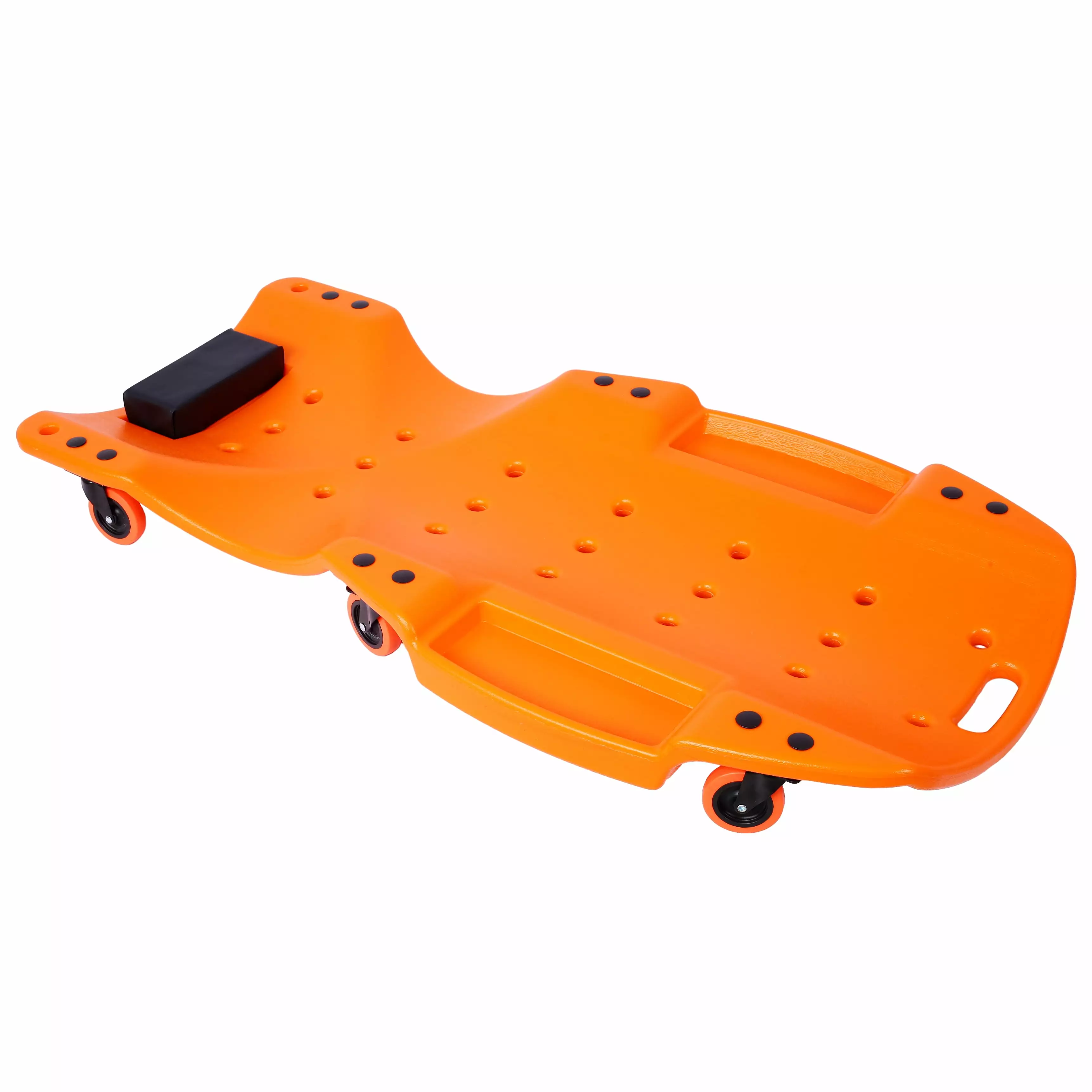 CHNGQANW Plastic Creeper 48 Inch - Blow Molded Ergonomic HDPE Body with Padded Headrest & Dual Tool Trays - 440 Lbs Capacity ORANGE