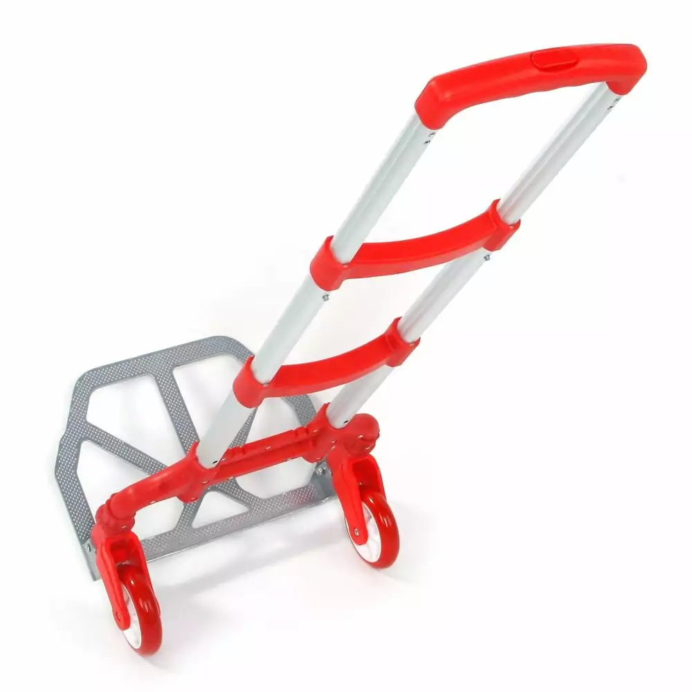 Portable Folding Collapsible Aluminum Cart Dolly Push Truck Trolley Red