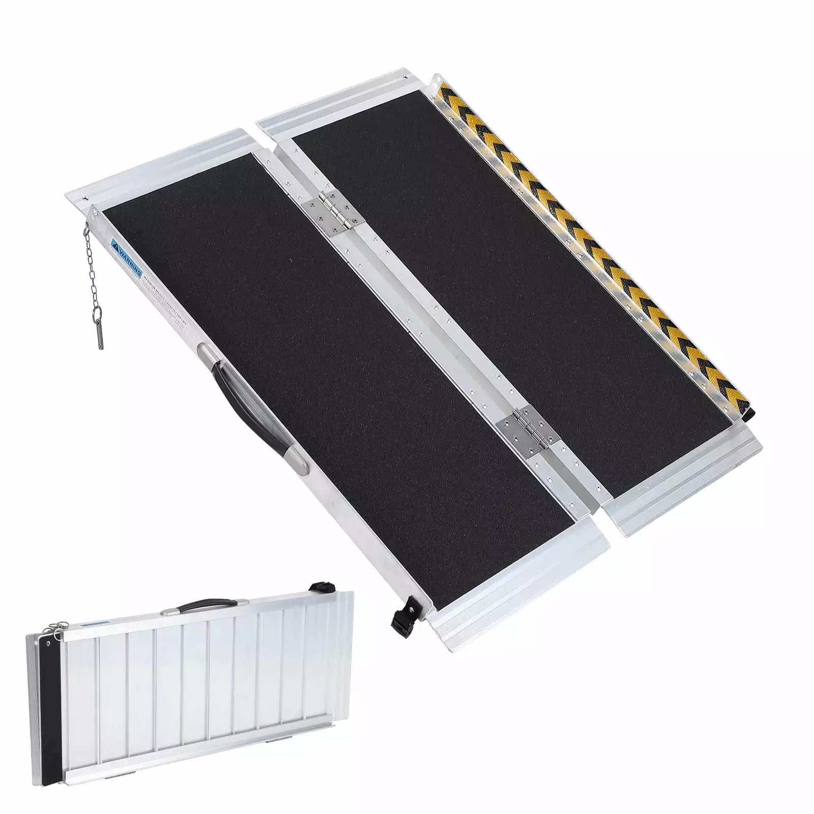 Portable Wheelchair Ramp. Wheel Chair Ramps for Homes withTransi-tionPlate. Aluminum Wheelchair Ramp with Non-Skid Surface and Reflective Strips. Weight Capacity Up to 600 Lbs