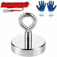 Powerful neodymium magnet fishing magnet with a traction force of 180kg. equipped with a 20m rope and a pair of gloves. used for magnet fishing. recovery. and rescue - diameter 60mm