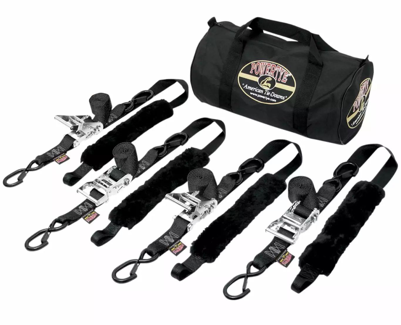 Powertye Fat Strap 4-pc 1.5 Deluxe Black Tie-Down Trailer Kit (TRAILERKIT-82)