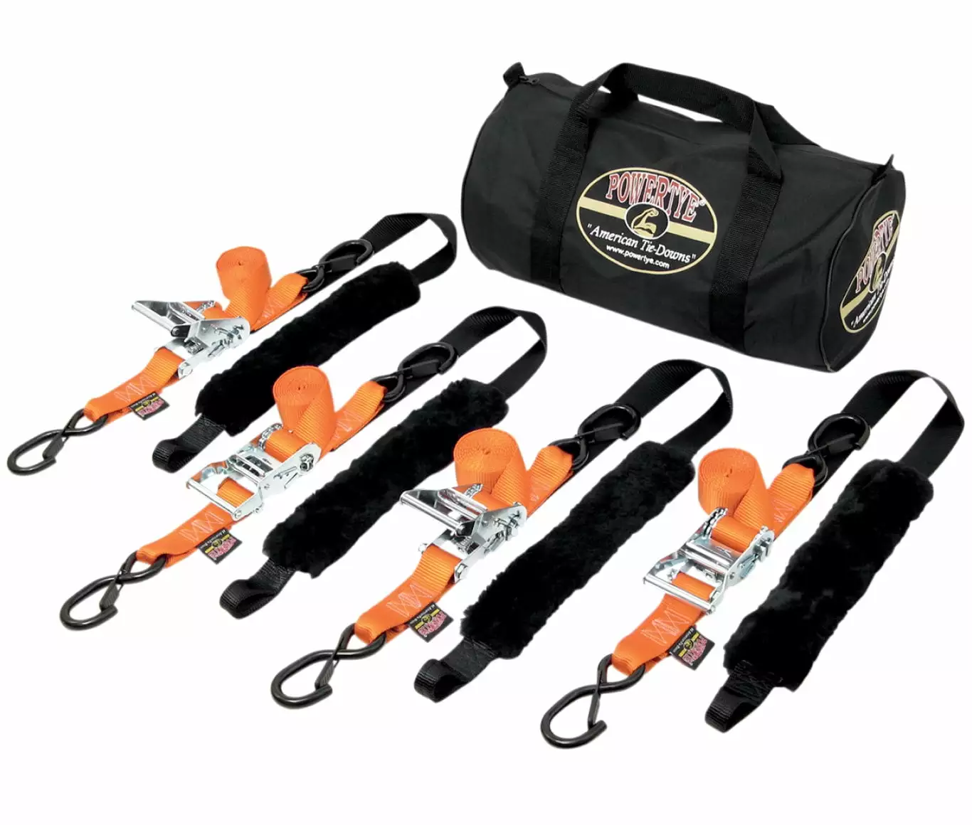 Powertye Fat Strap Orange 4-pc 1.5 Deluxe Tie-Down Trailer Kit (TRAILERKIT-89)