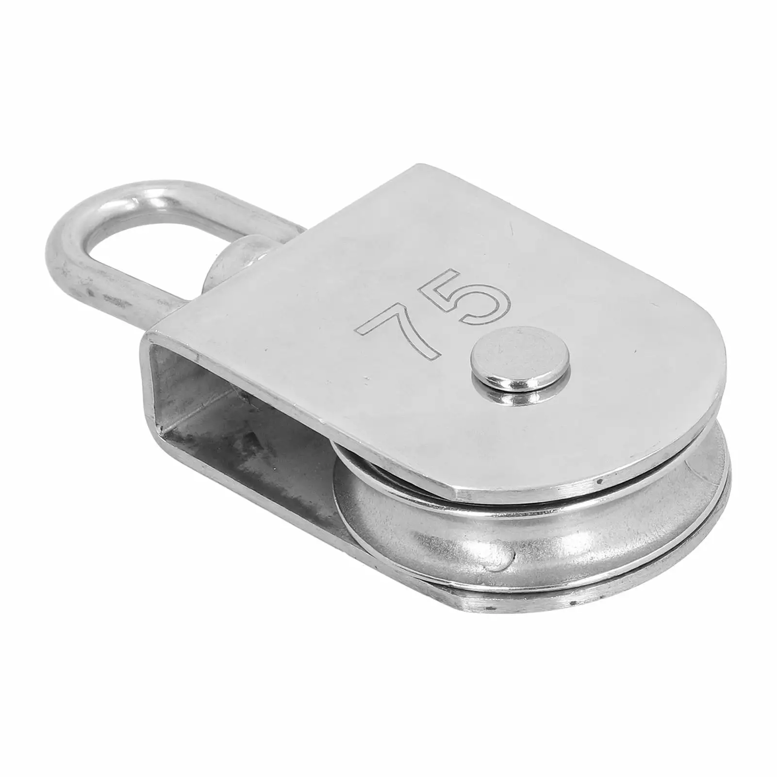 Powkky 3in Single Wheel Swivel Pulley Block 750kg Load Capacity 316 Stainless Steel for Boat Lifting Rope