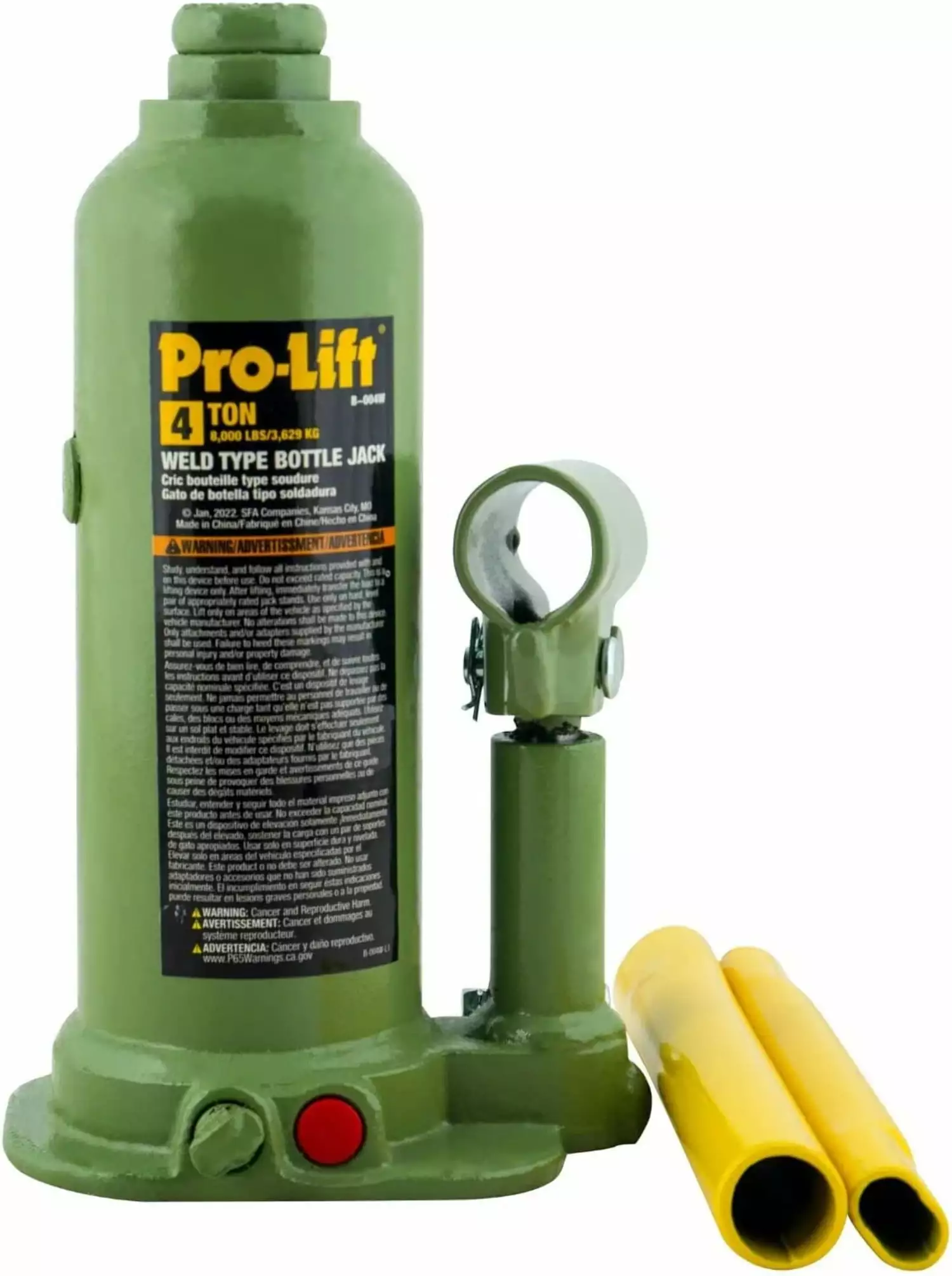 Pro-Lift B-004W 4 Ton Welded Hydraulic Bottle Jack - 8.000 Lbs Capacity