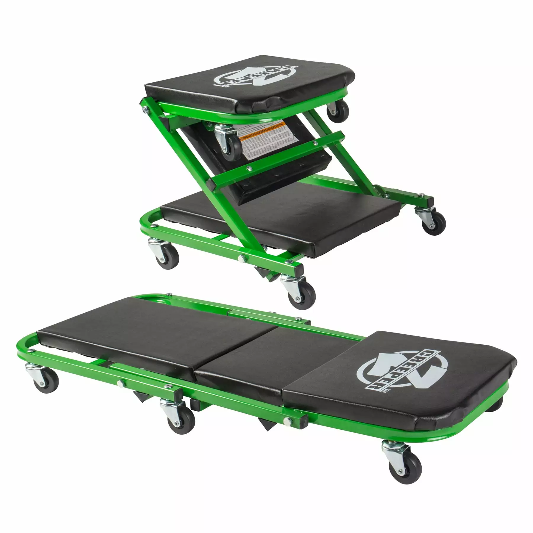 Pro-Lift Z 2-in-1 Creeper and Seat 36 inches with 6 Casters and 300 lbs Capacity - Black/Green