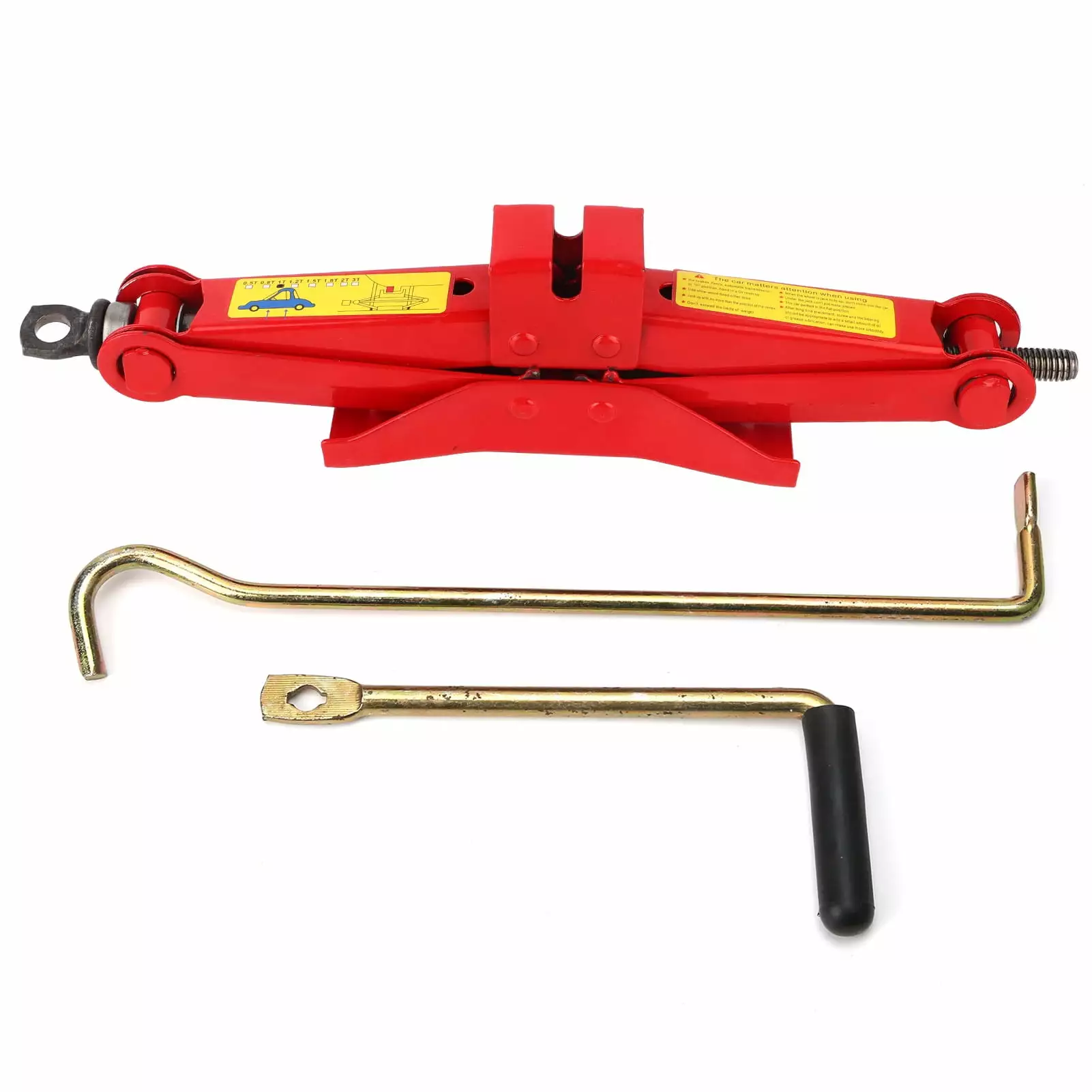 Professional Car Trunk Scissor Jack with Ergonomic Red Handle. Lifting Tool for Outdoor Use. Ideal for 1 Ton Capacity and Above Vehicles