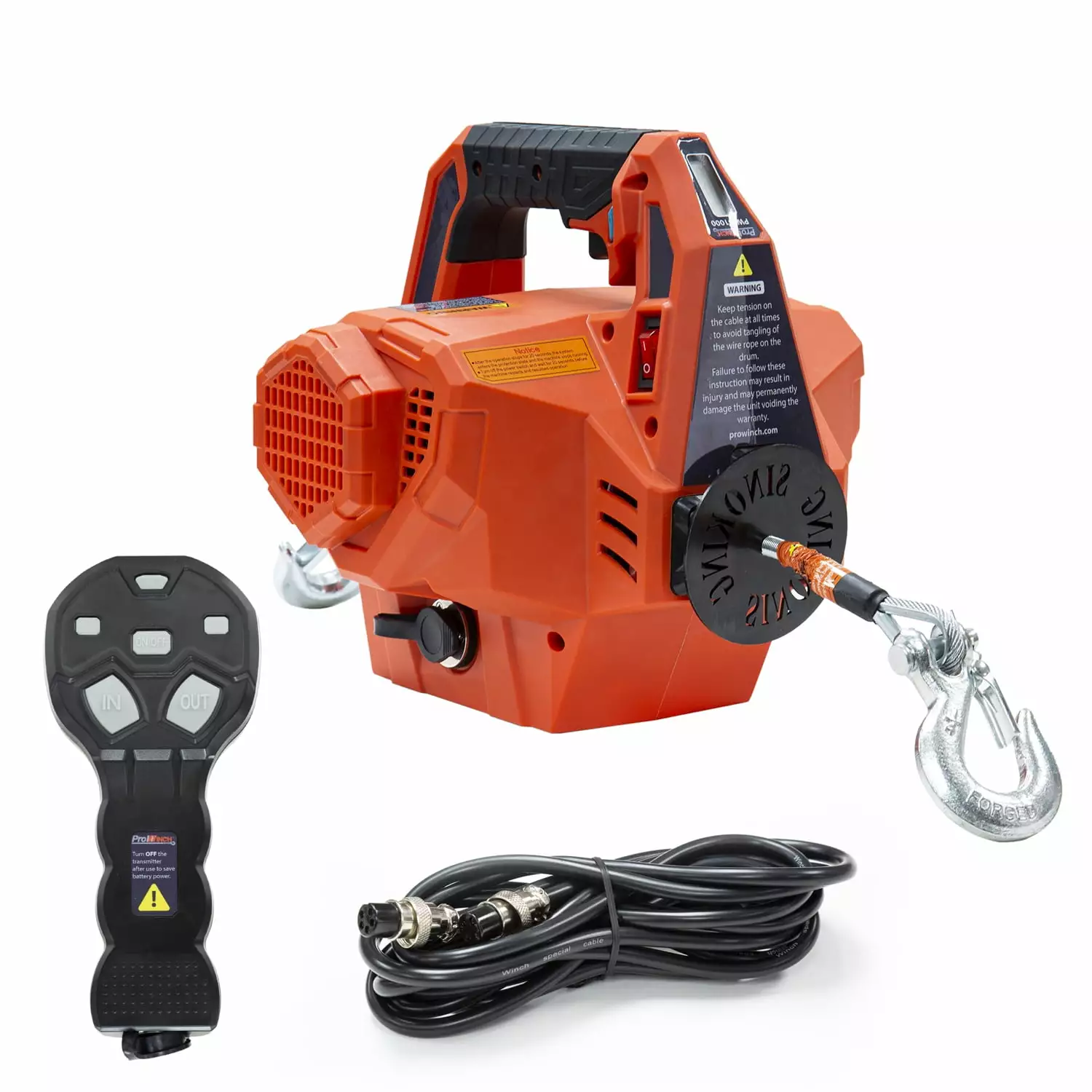 Prowinch Portable Electric Winch Hoist 1000 lbs. Rechargeable Battery Powered Wireless