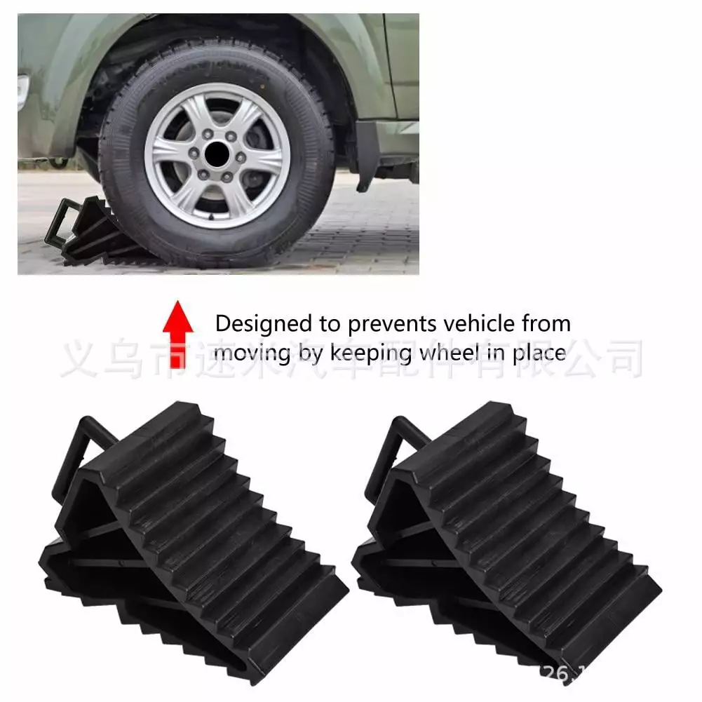 Kudiqi 2Pcs Heavy Duty Rubber Wheel Chocks Trailer Vehicle Stopper