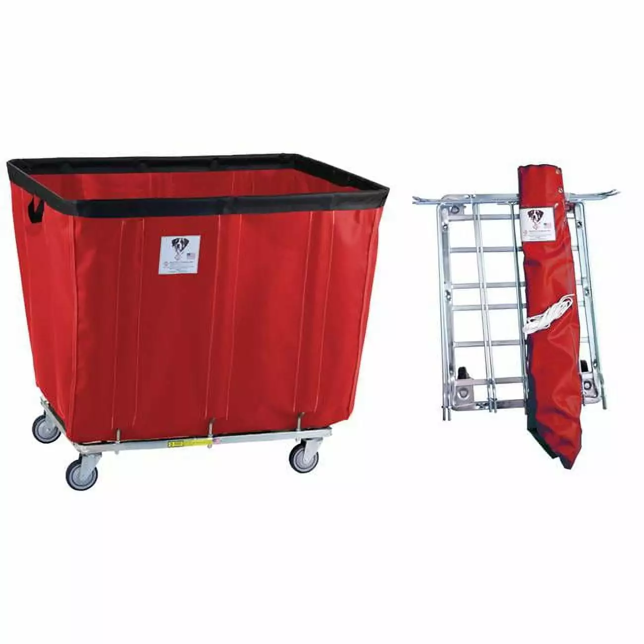 R&B Wire Products 414KDC-ANTI-RD 14 Bushel UPS & FEDEX ABLE protective Vinyl Basket Truck All Swivel Casters. Red - 41.5 x 30.25 x 37 in.