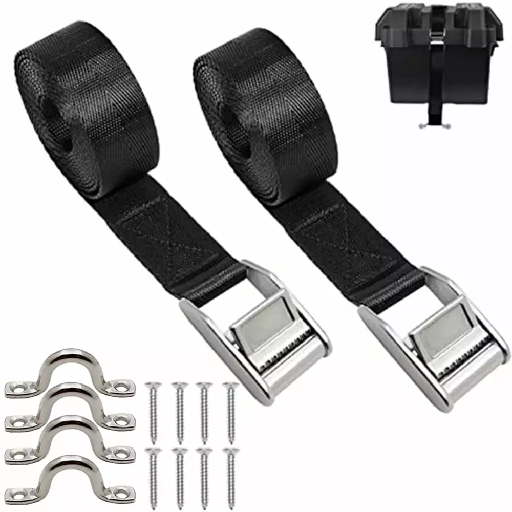 2pcs Tie Down Strap Black Zinc Alloy Press Buckle Bandage 25mm Binding Tightening Rope5 Meter